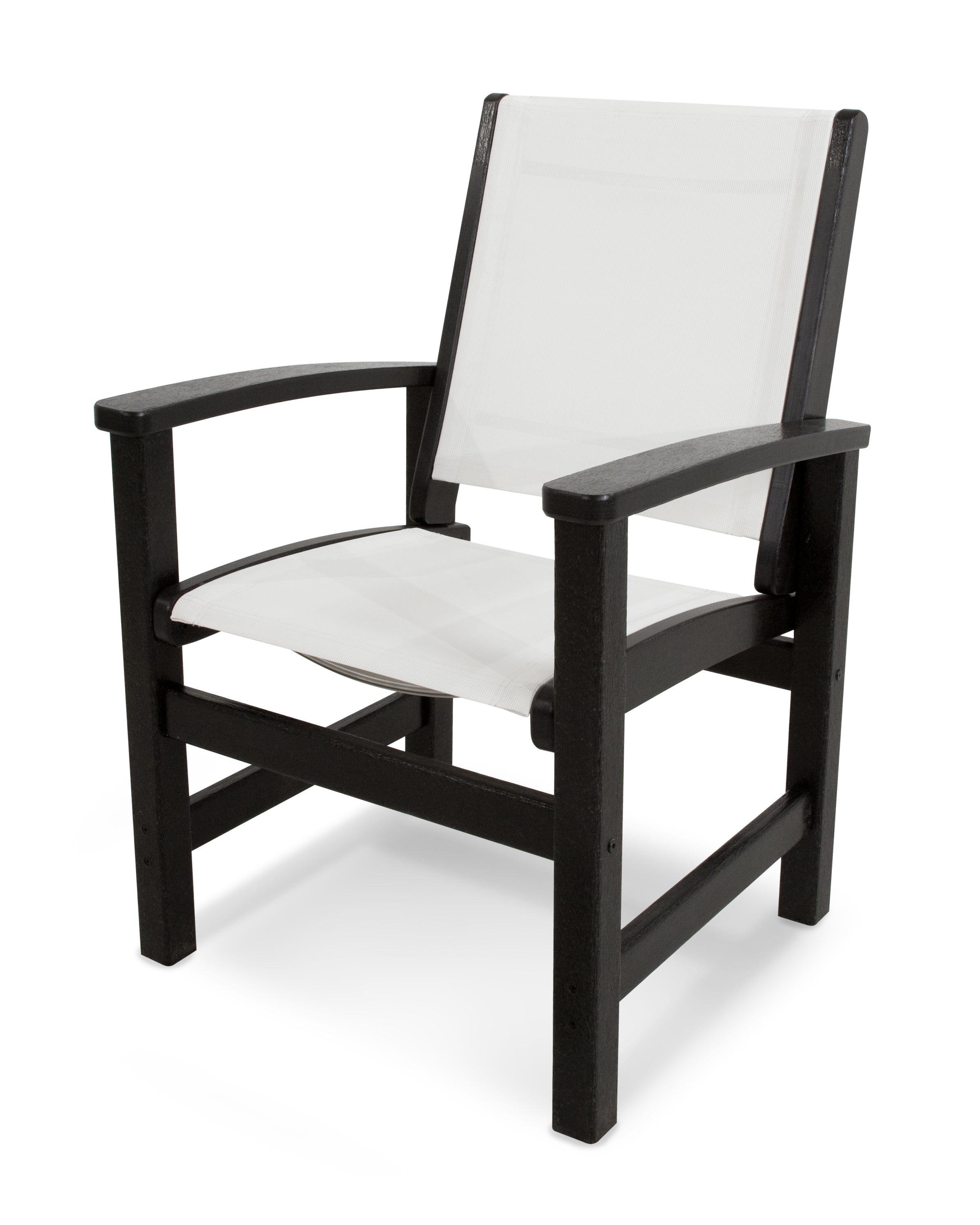 POLYWOOD® Coastal Dining Chair in Black / White Sling