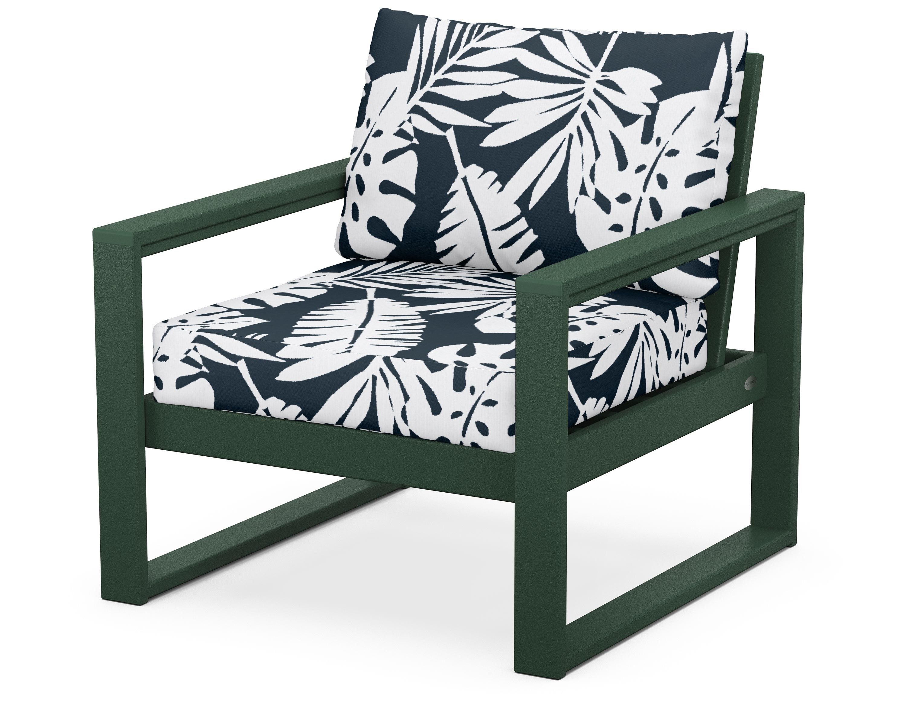 POLYWOOD® EDGE Club Chair in Green / Leaf Marine Indigo