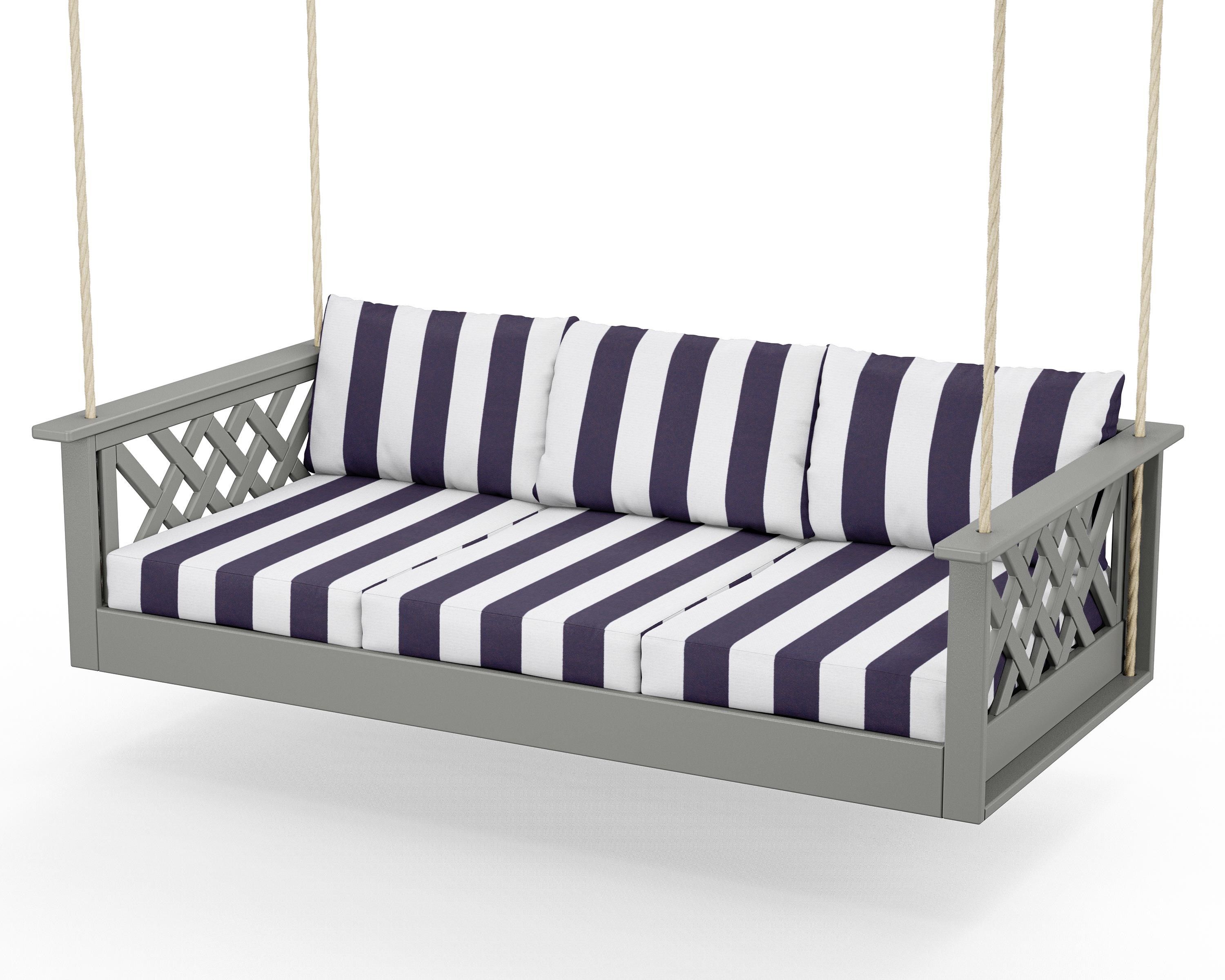 Country Living Wovendale Daybed Swing in Slate Grey / Cabana Stripe Navy