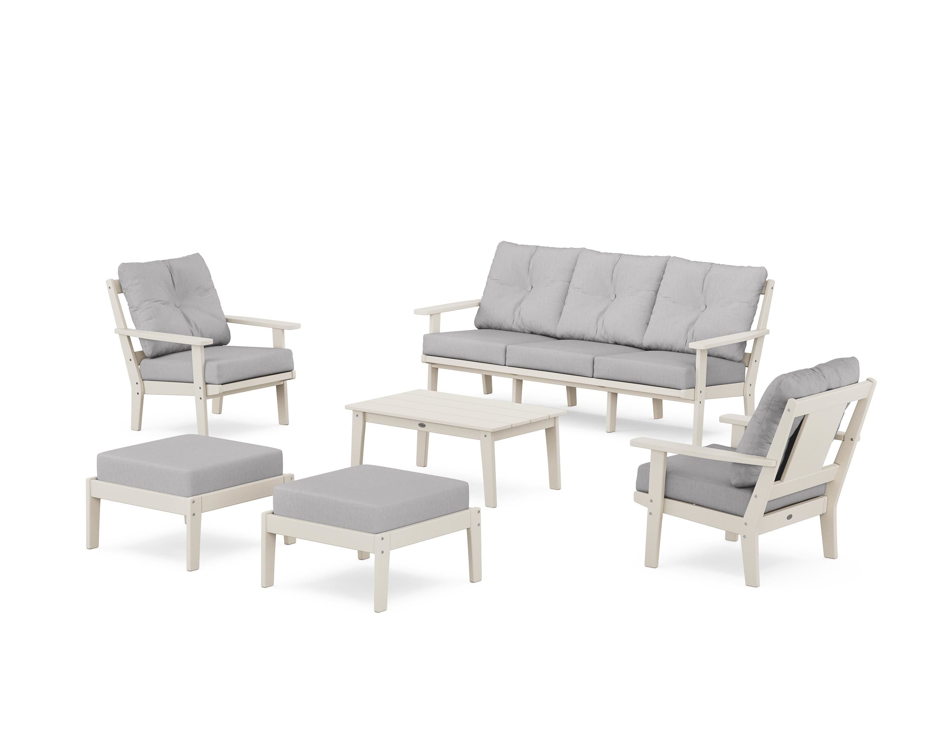 POLYWOOD® Prairie 6-Piece Lounge Sofa Set in Sand / Granite