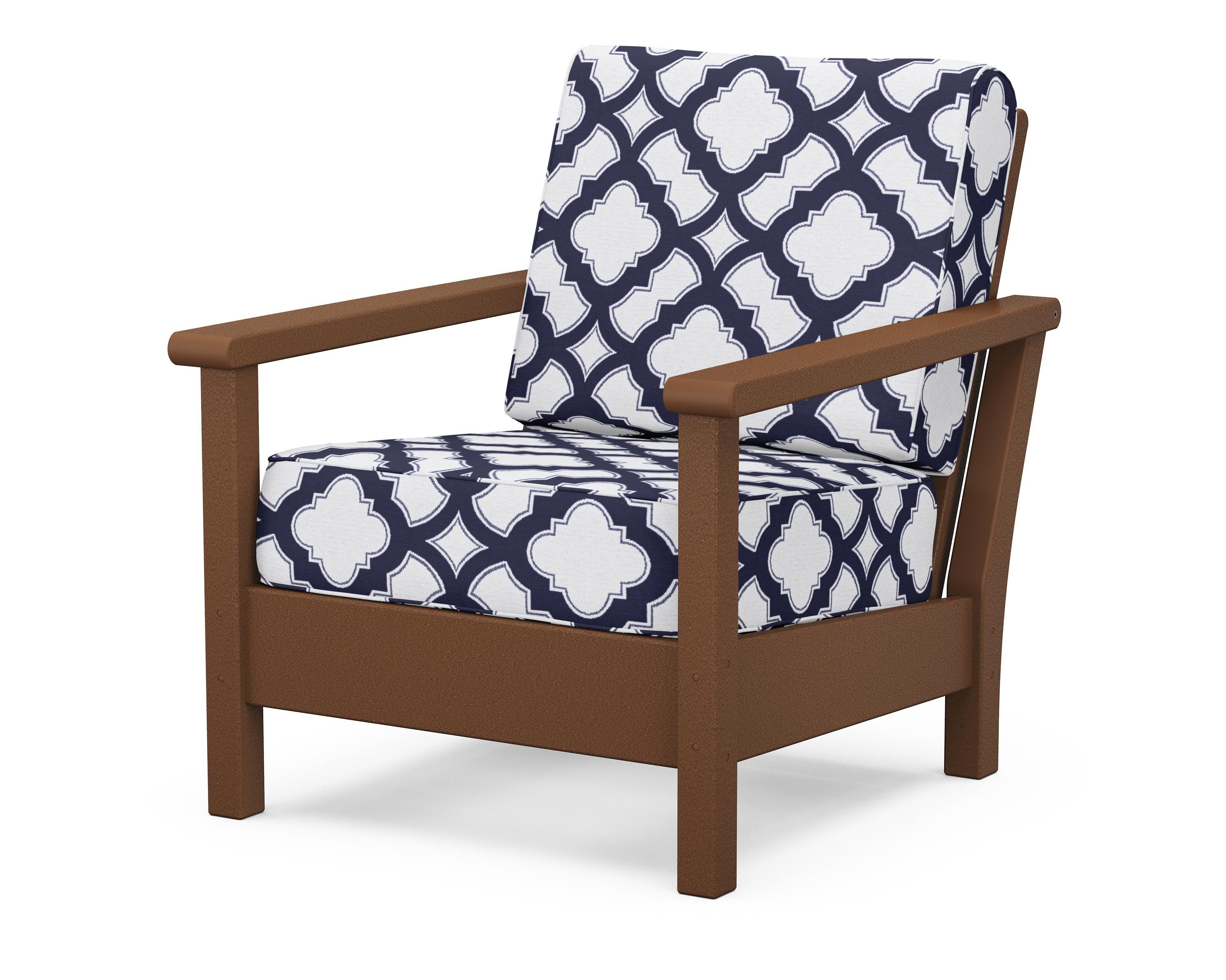 POLYWOOD® Harbour Deep Seating Chair in Teak / Trellis Navy