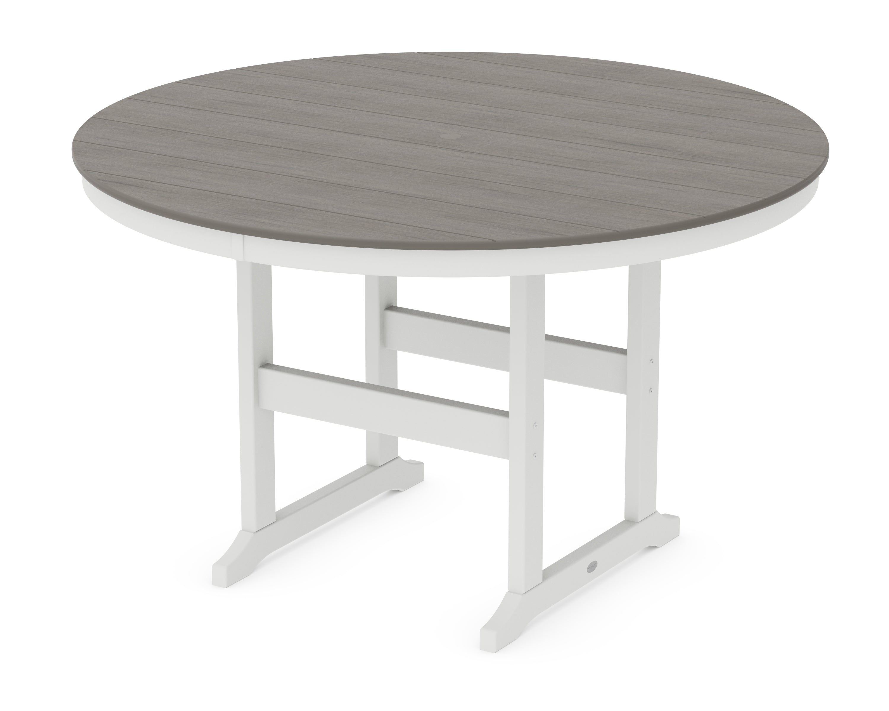 POLYWOOD® 60" Round Farmhouse Counter Table in White / Driftwood
