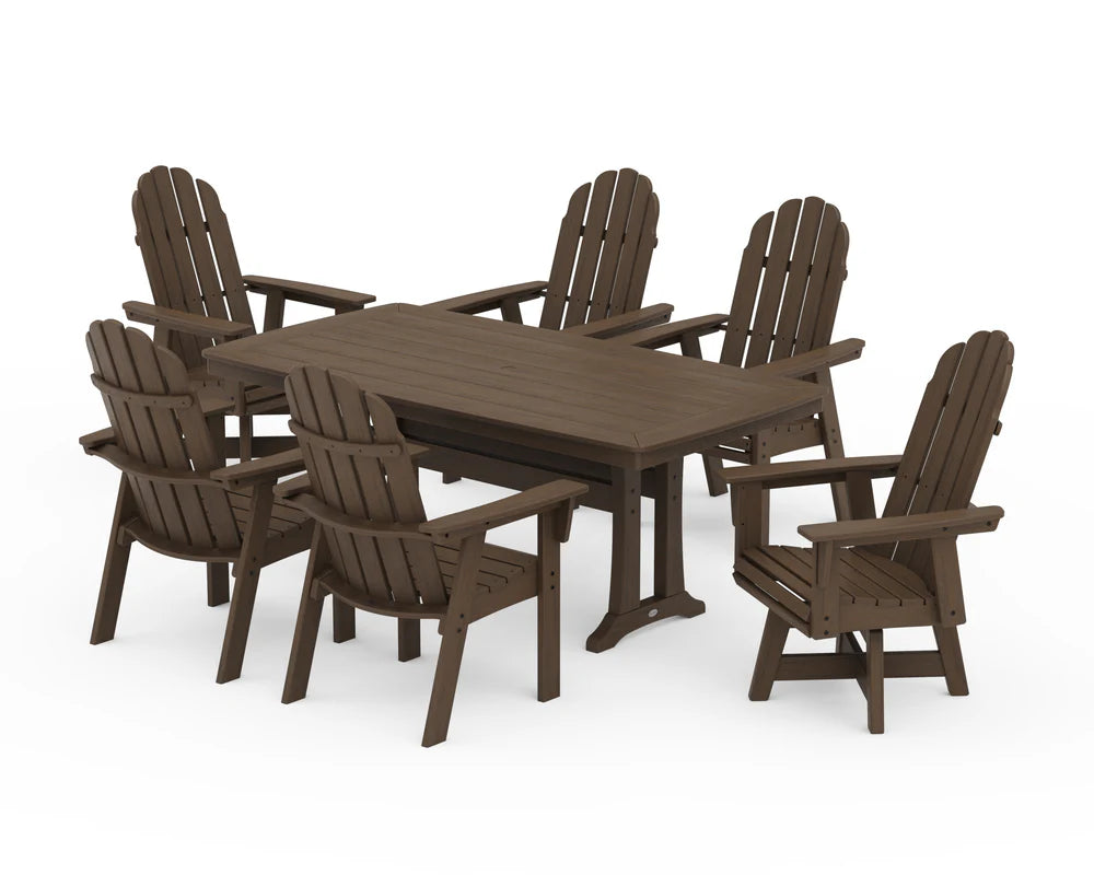 Vineyard Curveback Adirondack Swivel Chair7-Piece Dining Set with Trestle Legs