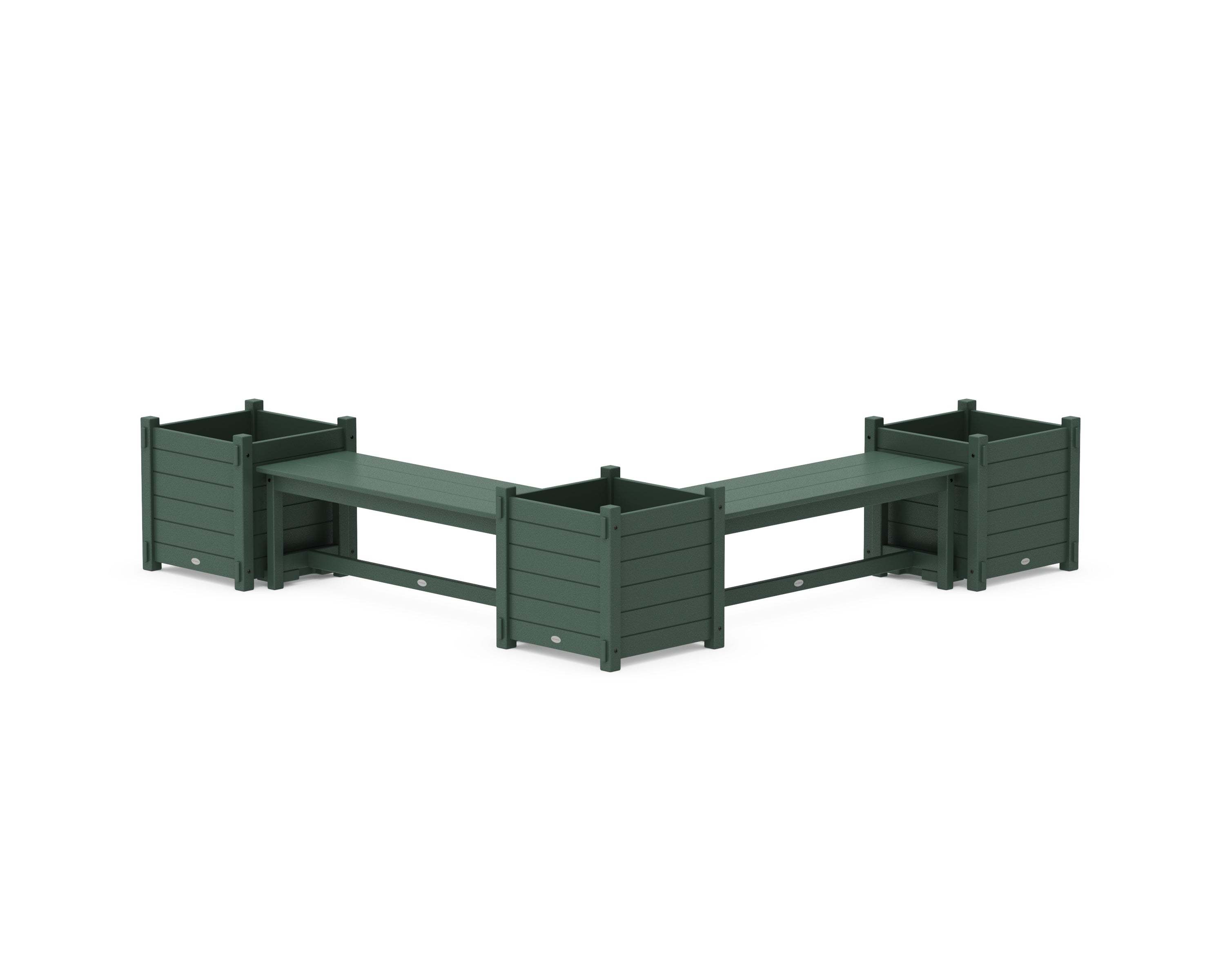 POLYWOOD® 48" Nautical L- Shaped Planter Bench Corner Set - Large in Green