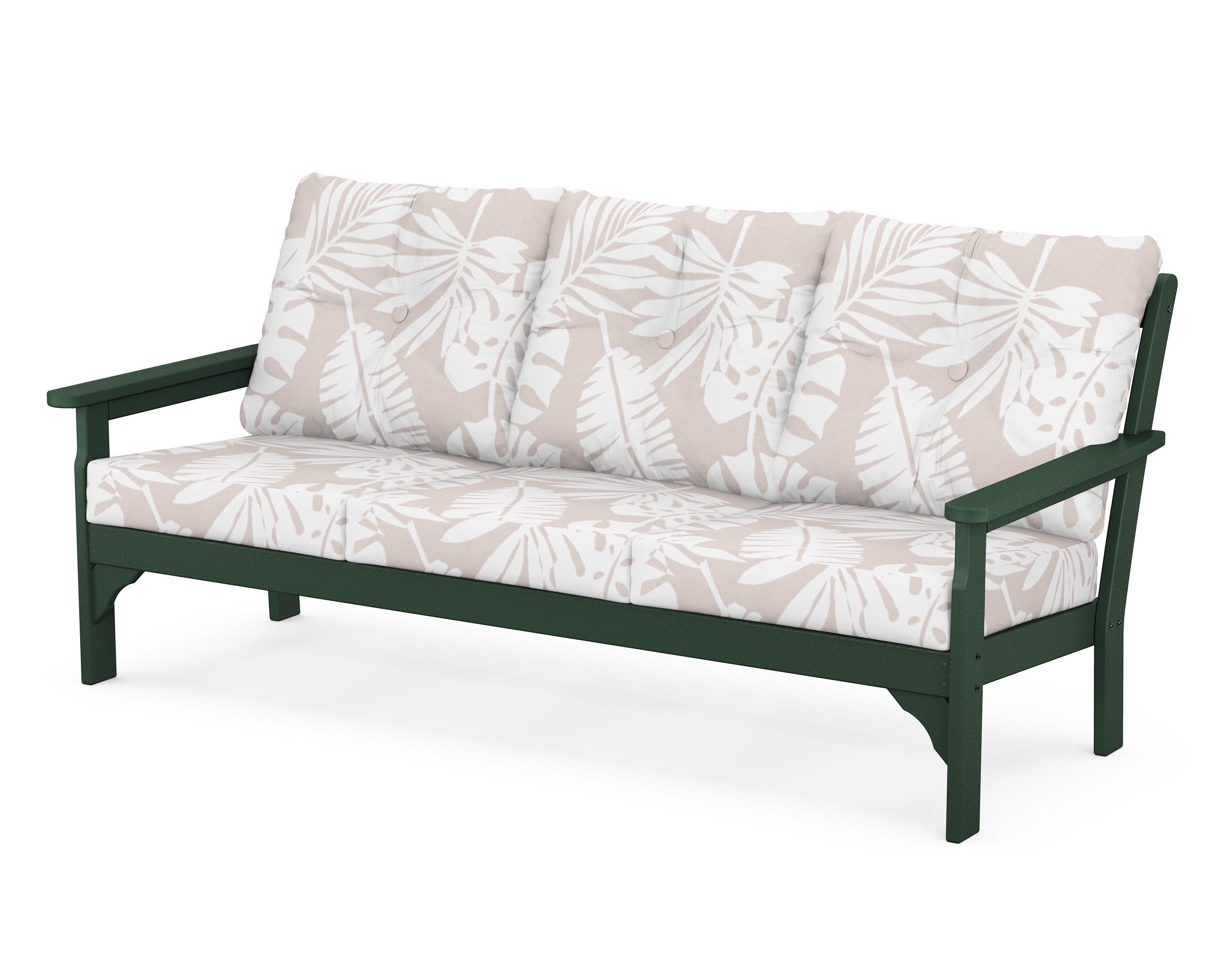 POLYWOOD® Vineyard Deep Seating Sofa in Green / Leaf Dune Burlap