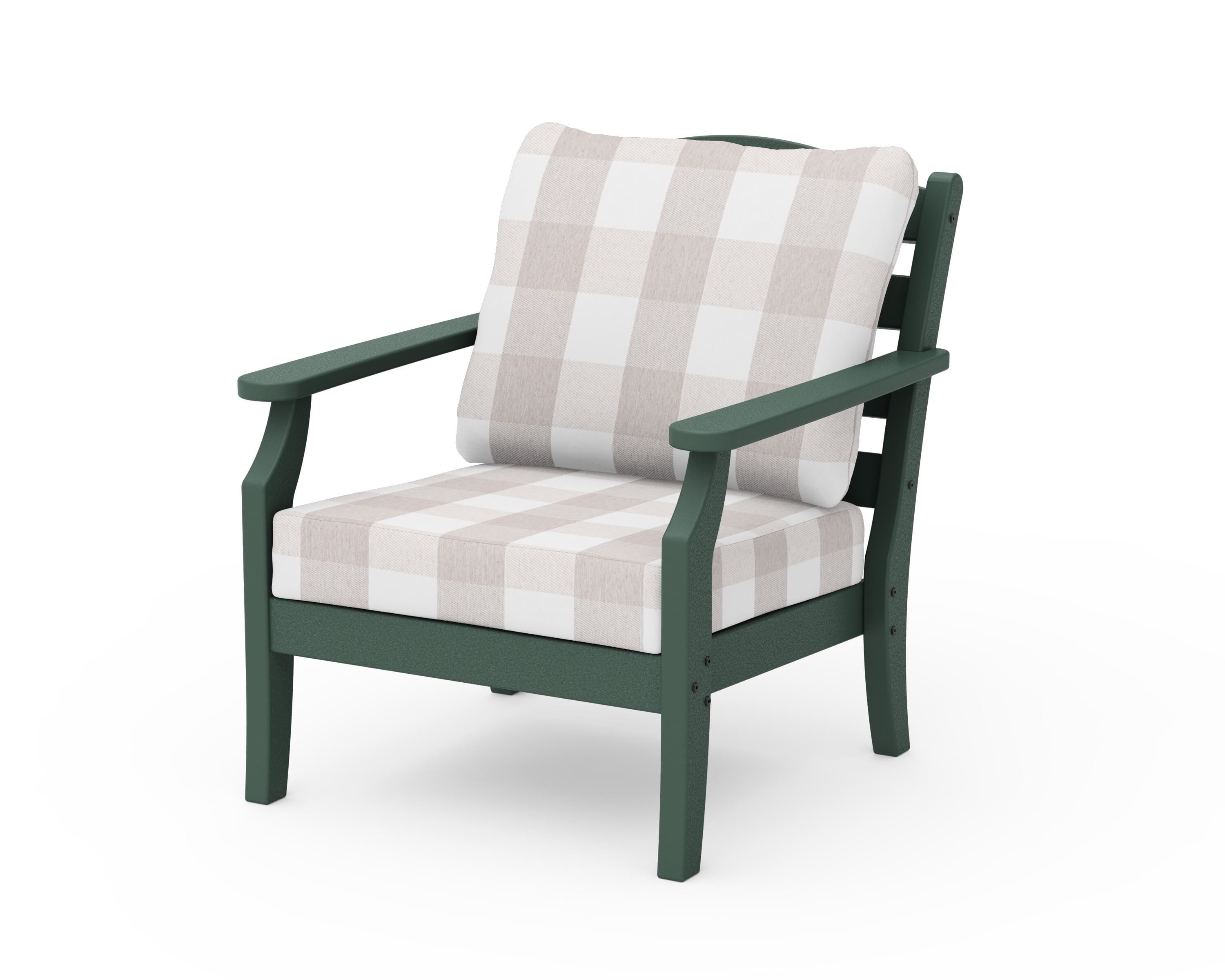 Draper James™ by POLYWOOD® Savannah Deep Seating Chair in Green / Buffalo Plaid Dune Burlap