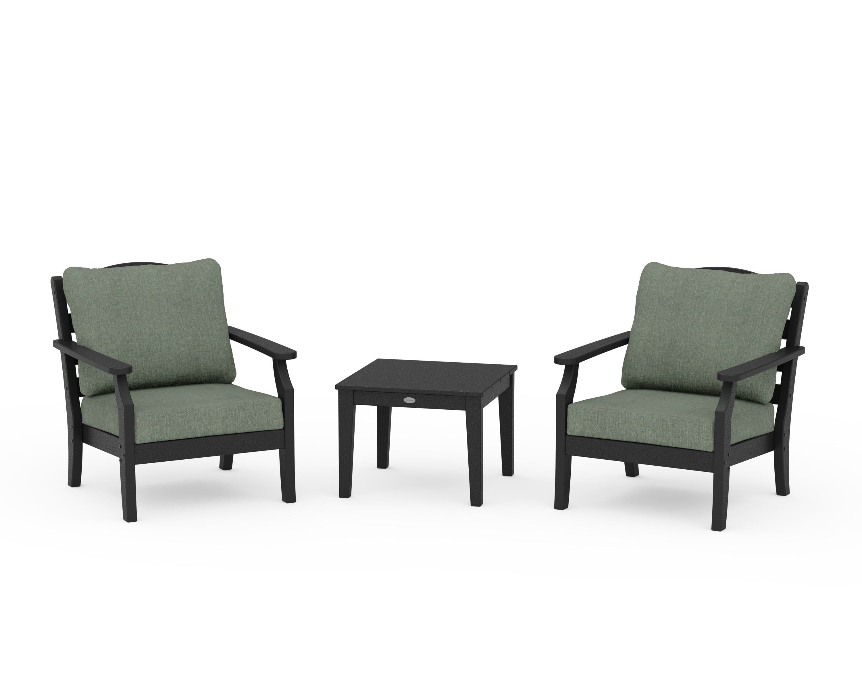 Draper James™ by POLYWOOD® Savannah 3-Piece Deep Seating Set in Black / Cast Sage