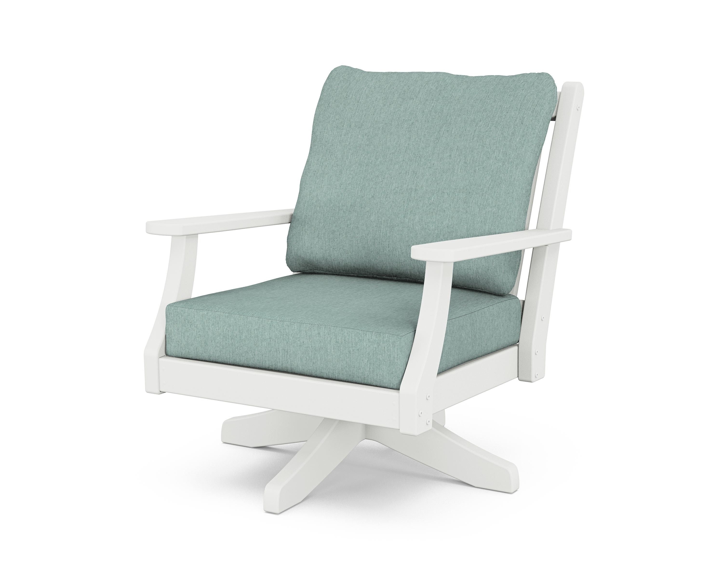 Country Living Wovendale Deep Seating Swivel Chair in White / Glacier Spa