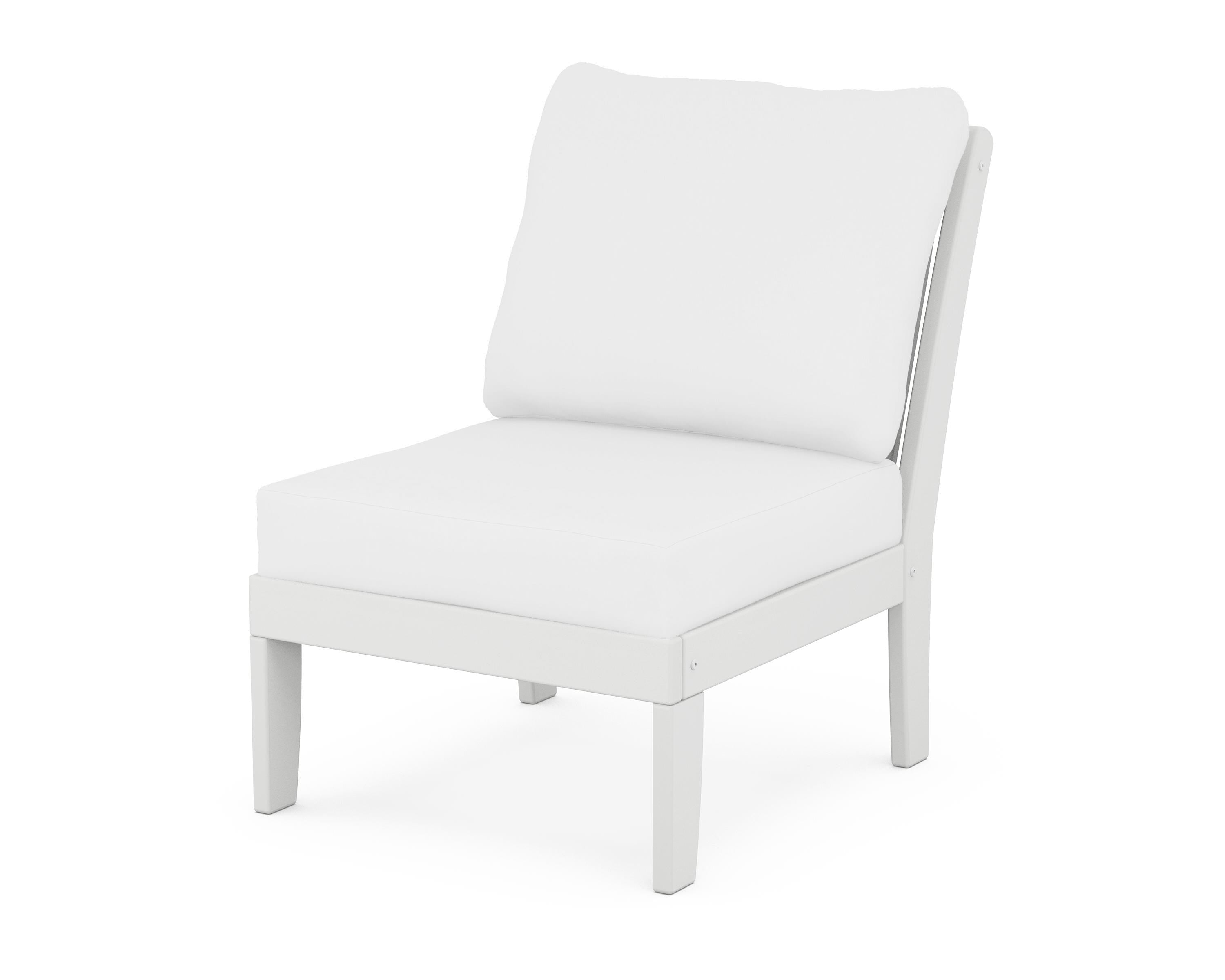 POLYWOOD® Braxton Modular Armless Chair in White / Natural