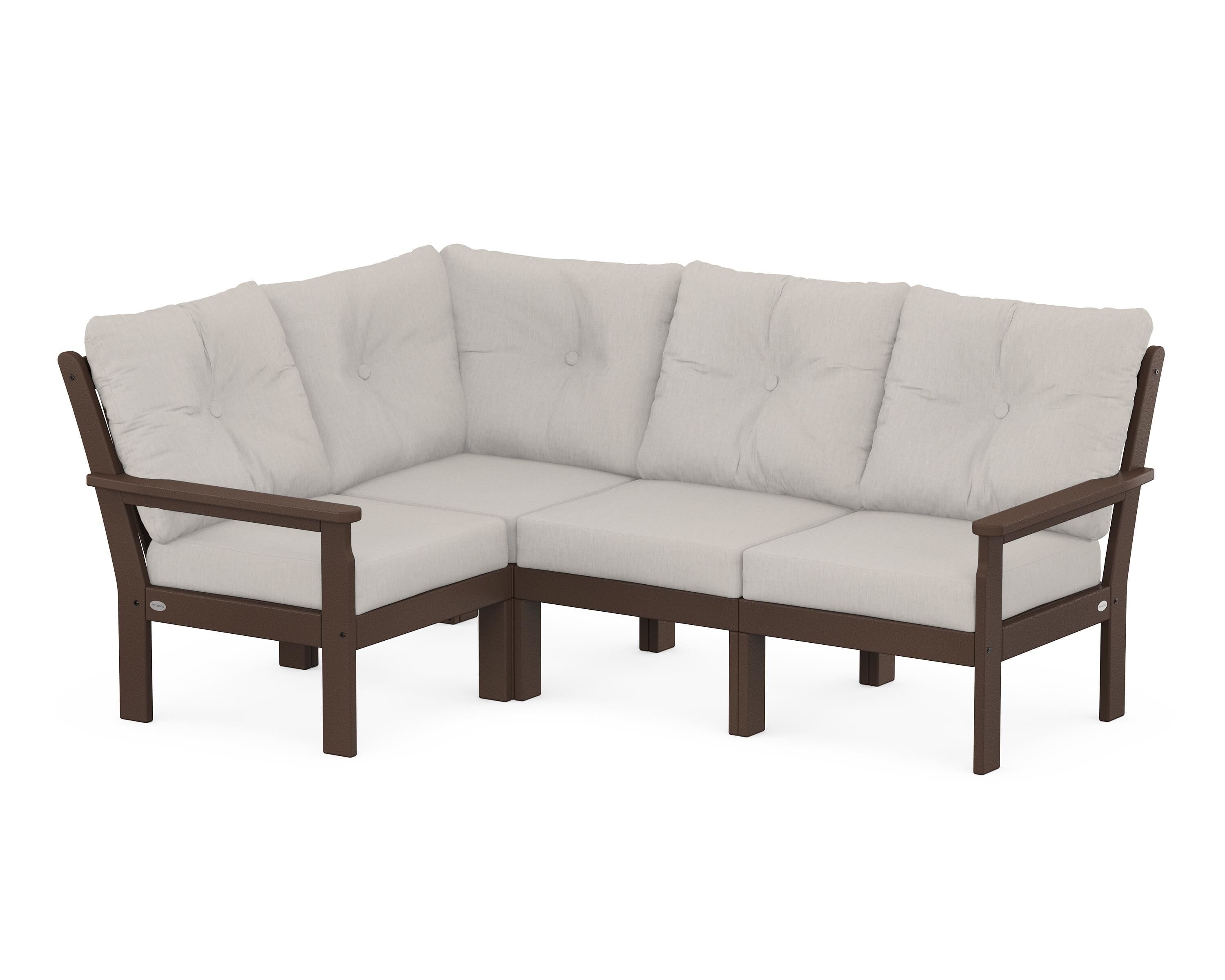POLYWOOD® Vineyard 4-Piece Sectional in Mahogany / Cast Ash