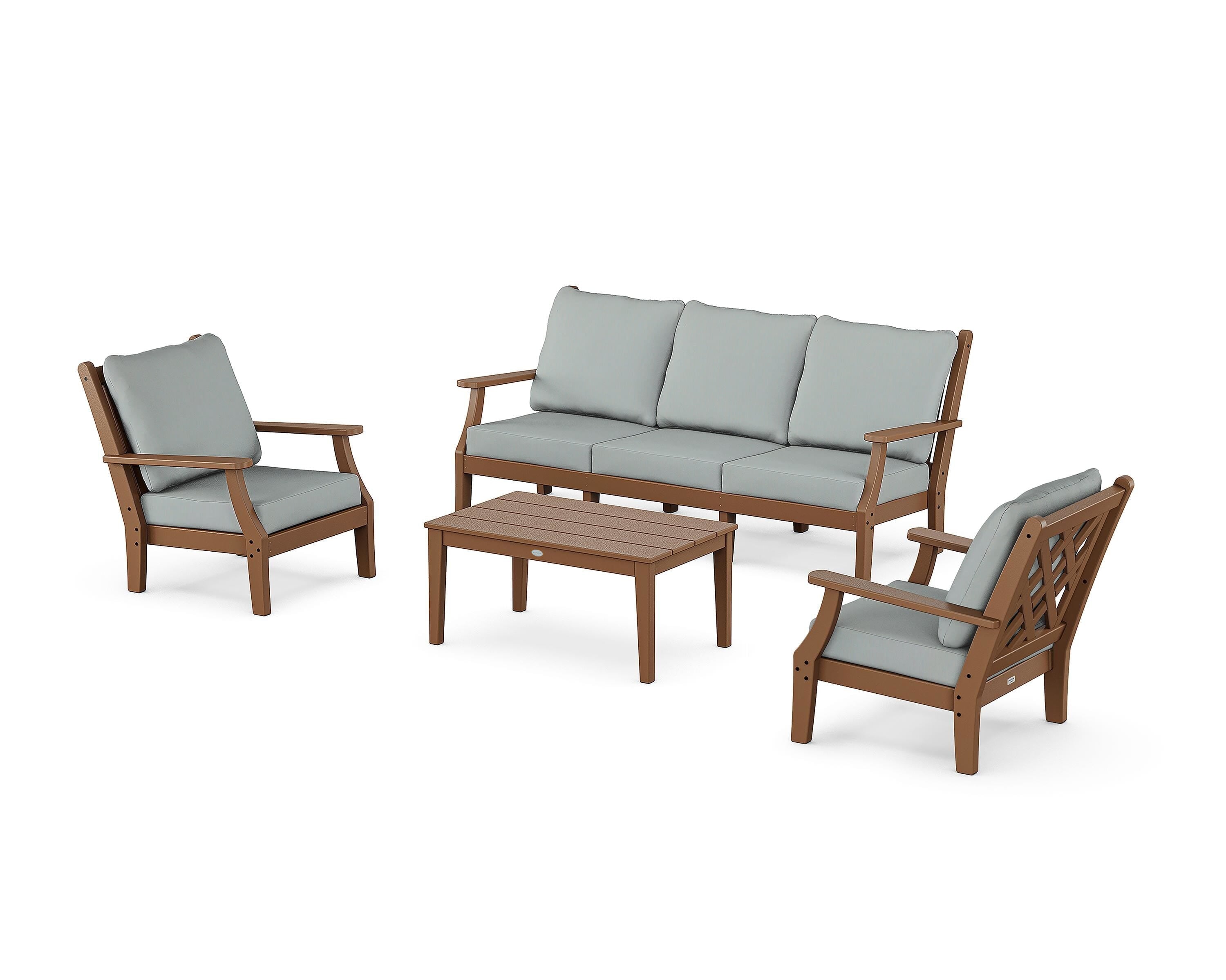 Country Living Wovendale 4-Piece Deep Seating Set with Sofa in Teak / Spa