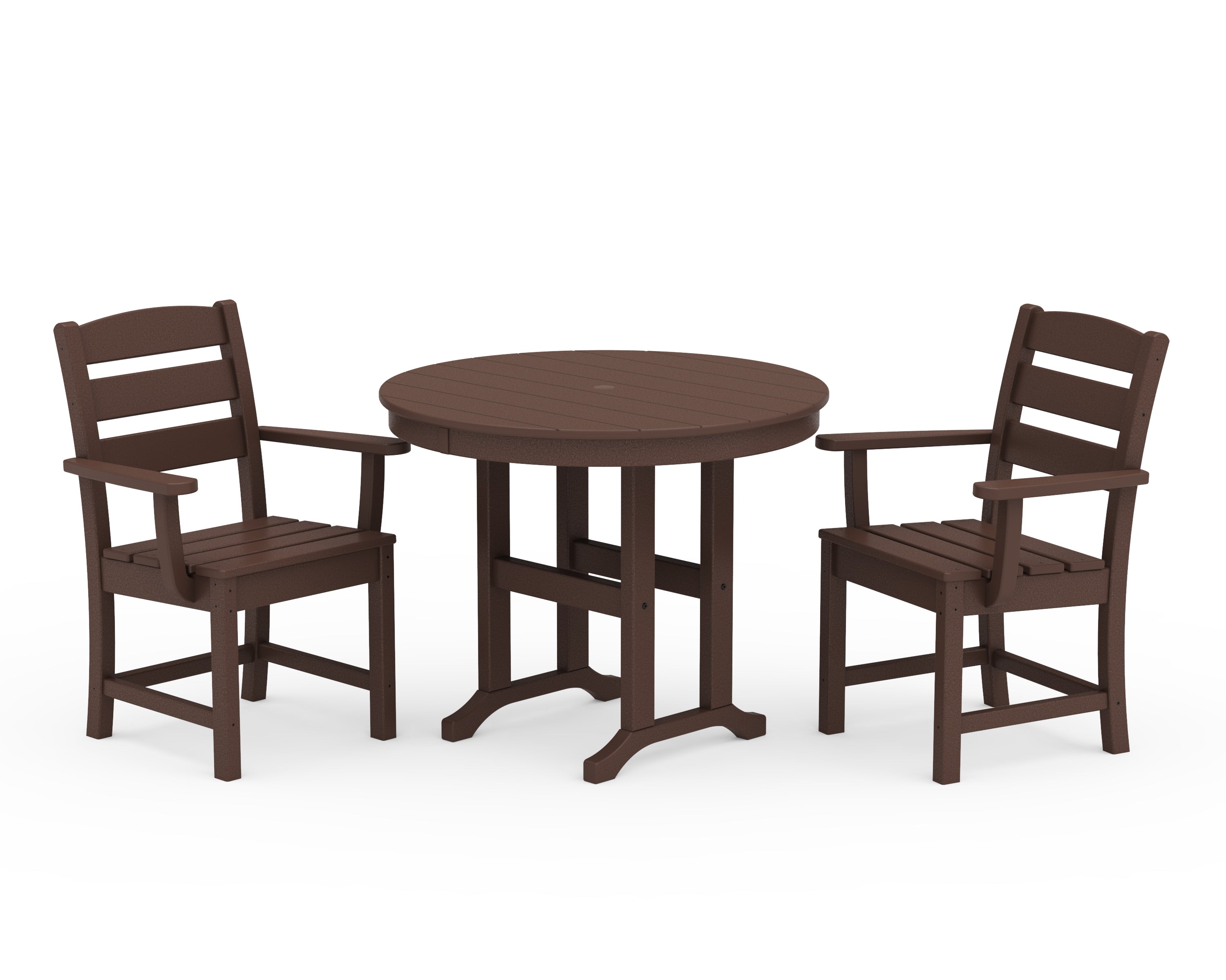 POLYWOOD® Lakeside 3-Piece Round Dining Set in Mahogany