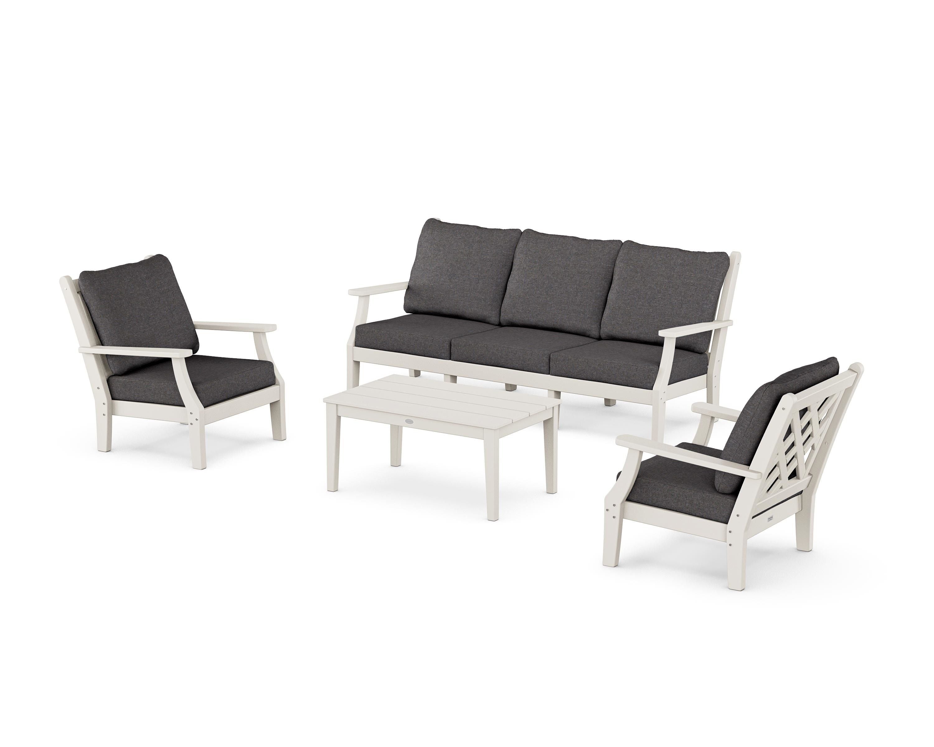 Country Living Wovendale 4-Piece Deep Seating Set with Sofa in Sand / Ash Charcoal