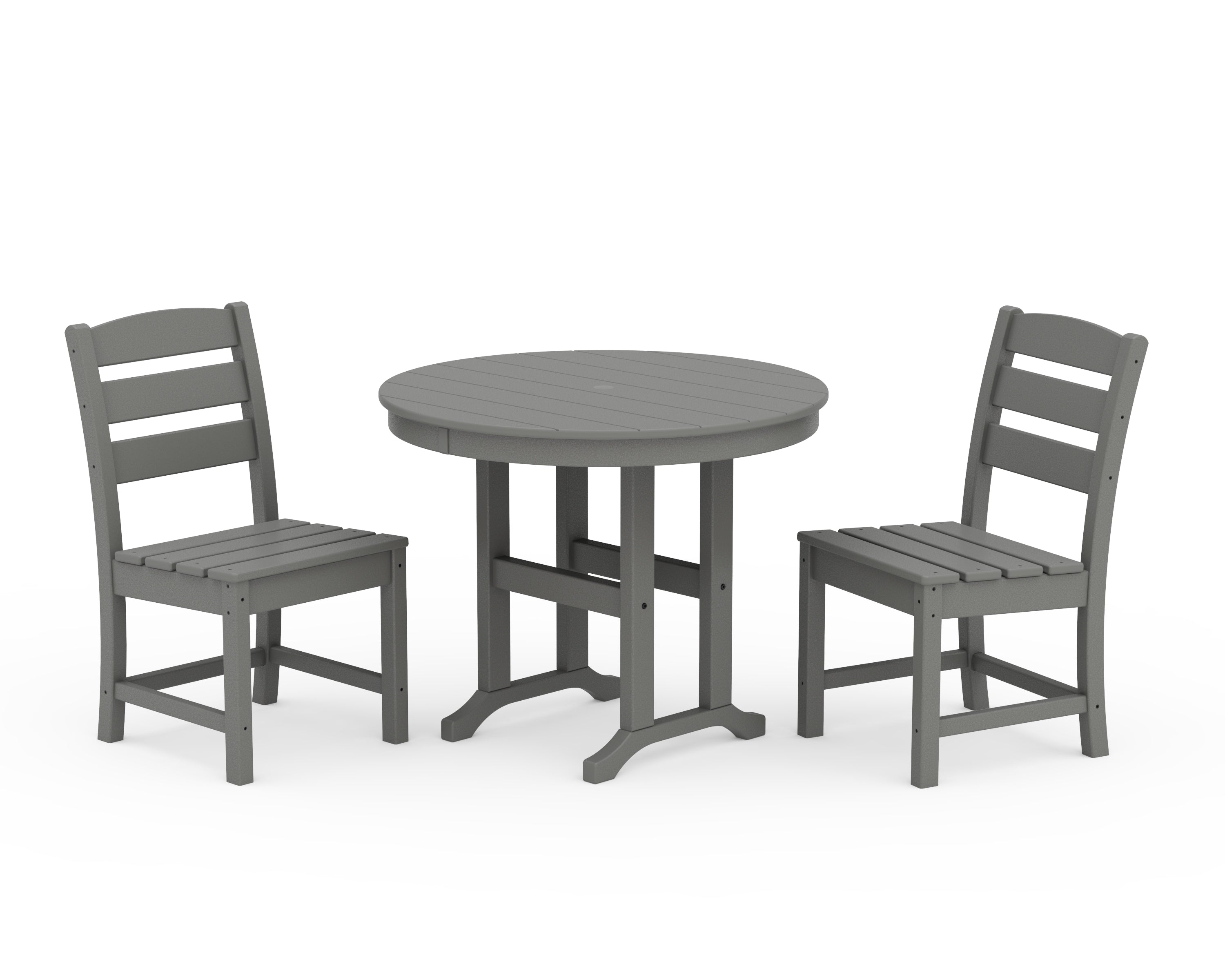 POLYWOOD® Lakeside Side Chair 3-Piece Round Dining Set in Slate Grey