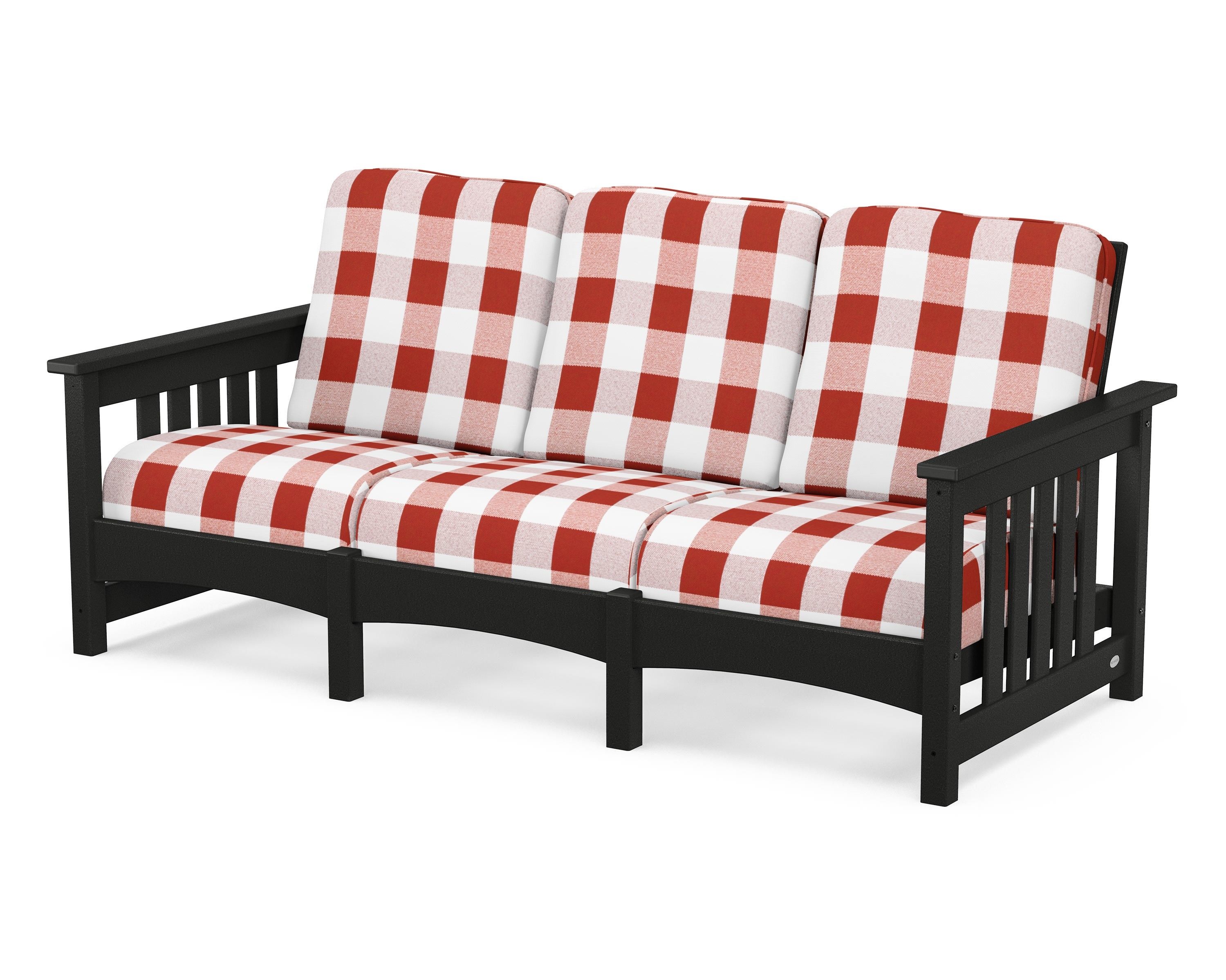 POLYWOOD® Club Mission Sofa in Black / Buffalo Plaid Crimson