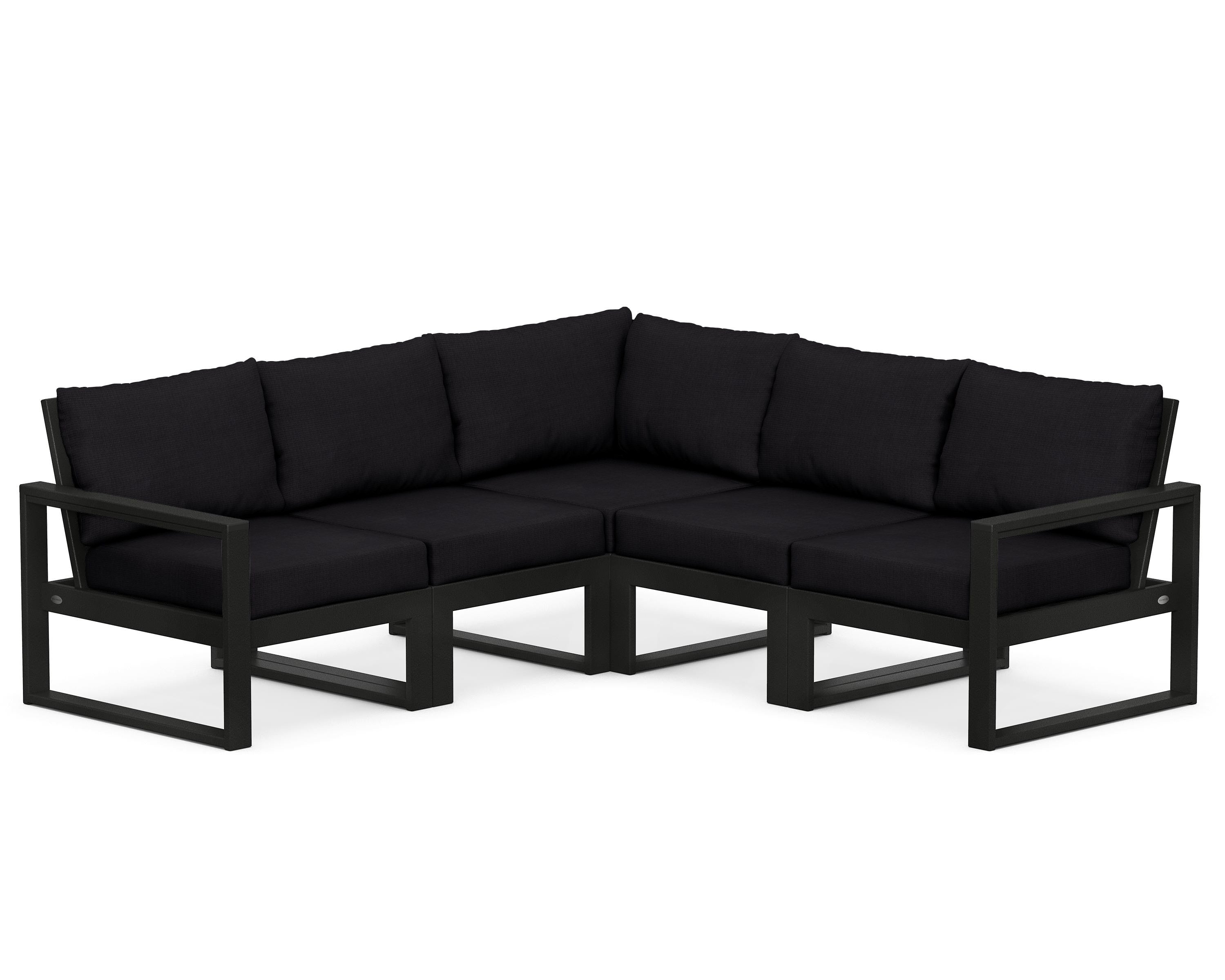 POLYWOOD® EDGE 5-Piece Modular Deep Seating Set in Black / Midnight Linen