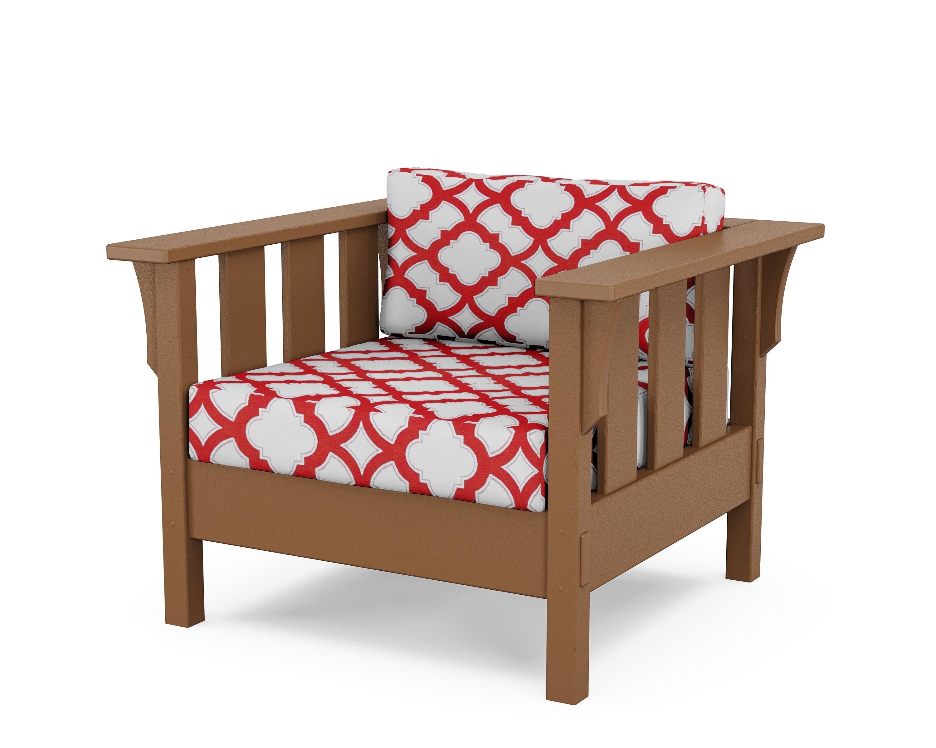 Martha Stewart by POLYWOOD® Acadia Deep Seating Chair in Teak / Trellis Crimson