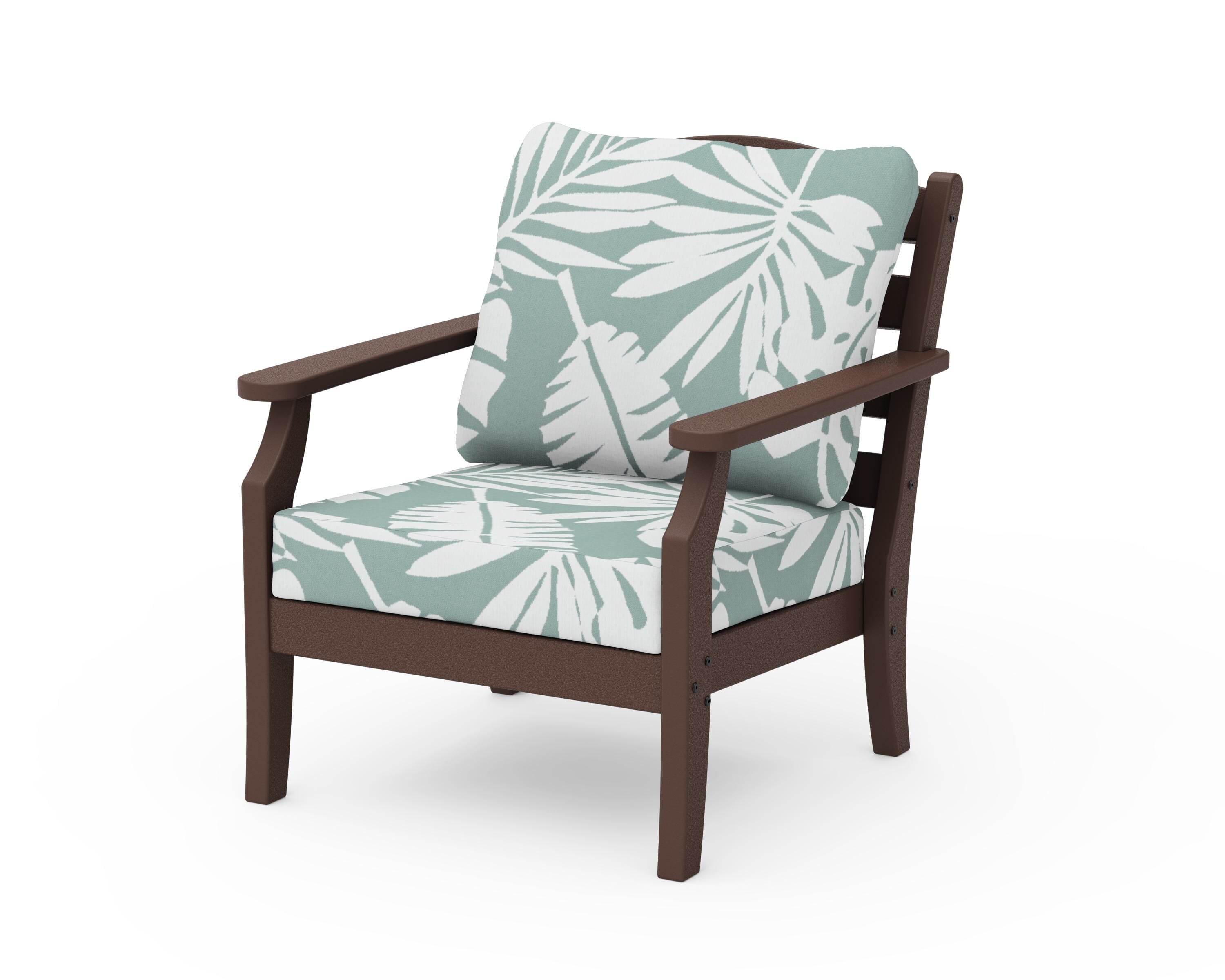 Draper James™ by POLYWOOD® Savannah Deep Seating Chair in Mahogany / Leaf Glacier Spa