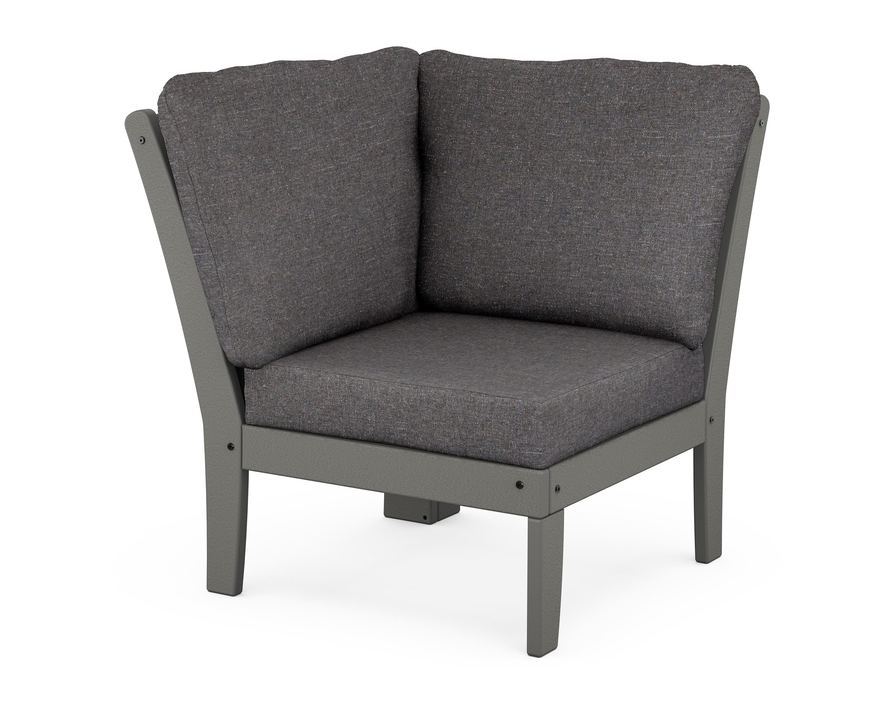 POLYWOOD® Braxton Modular Corner Chair in Slate Grey / Ash Charcoal
