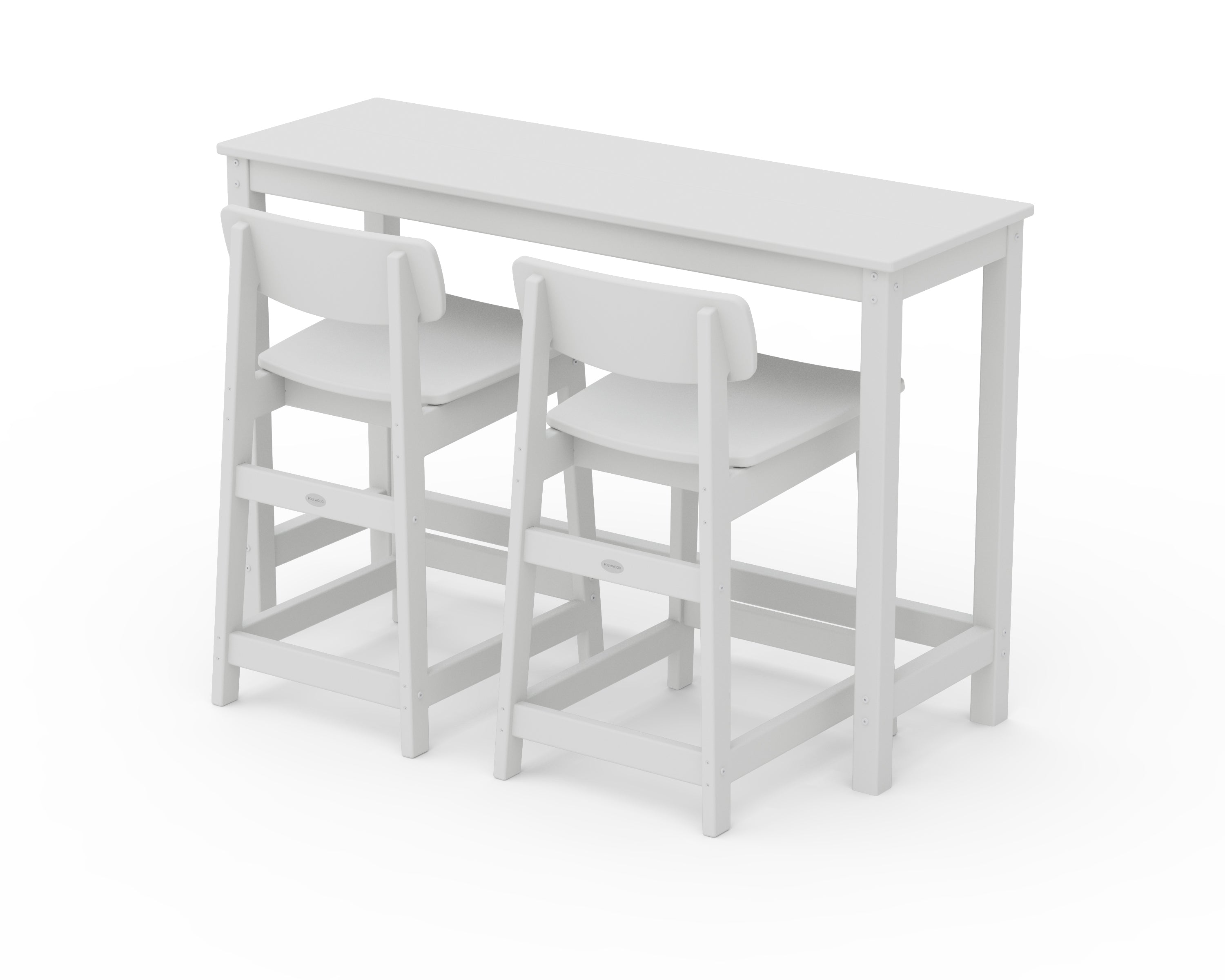 POLYWOOD® Modern Studio Urban Lowback Counter Chair 3-Piece Balcony Set in White