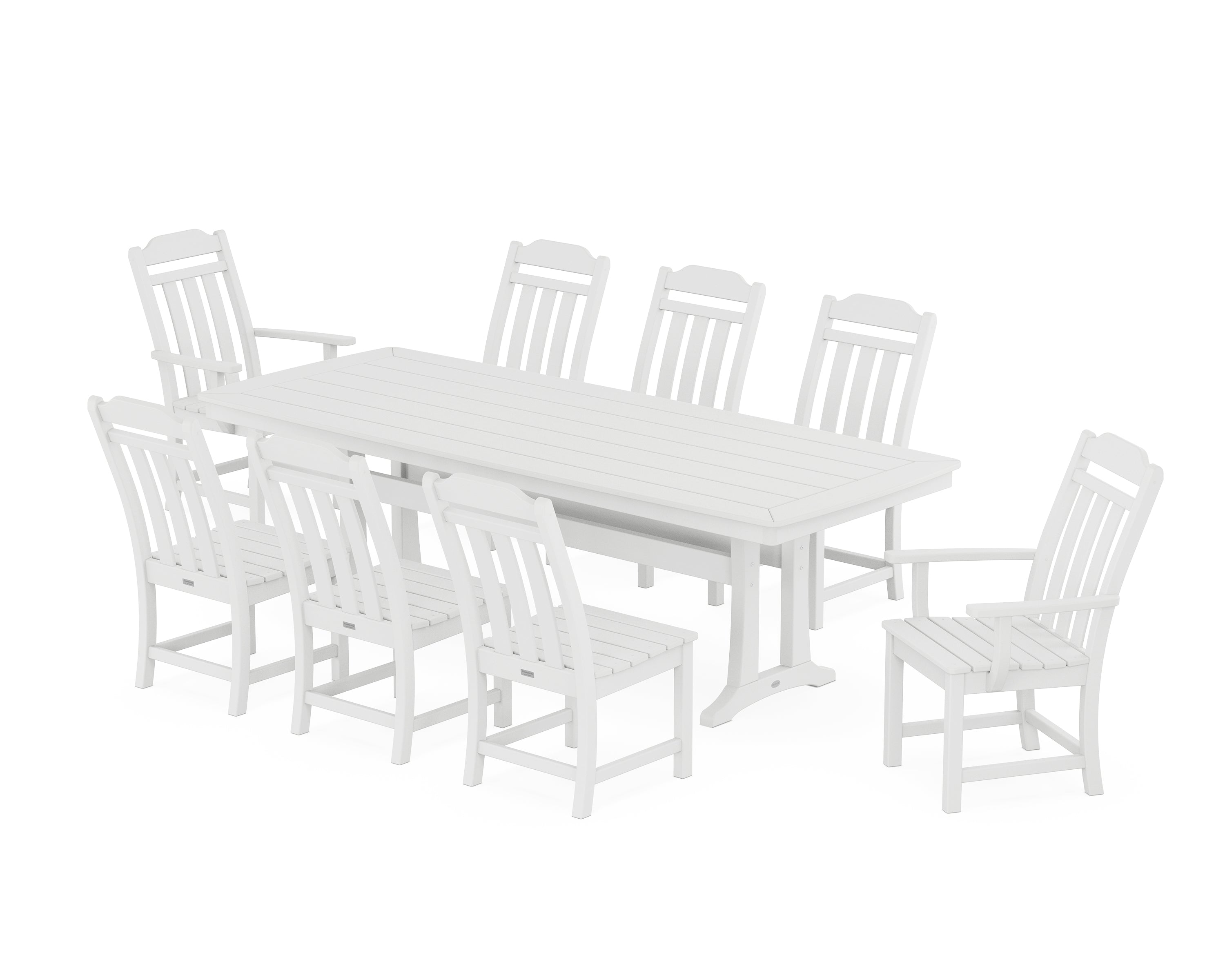 Country Living Cottage 9-Piece Dining Set with Trestle Legs in White