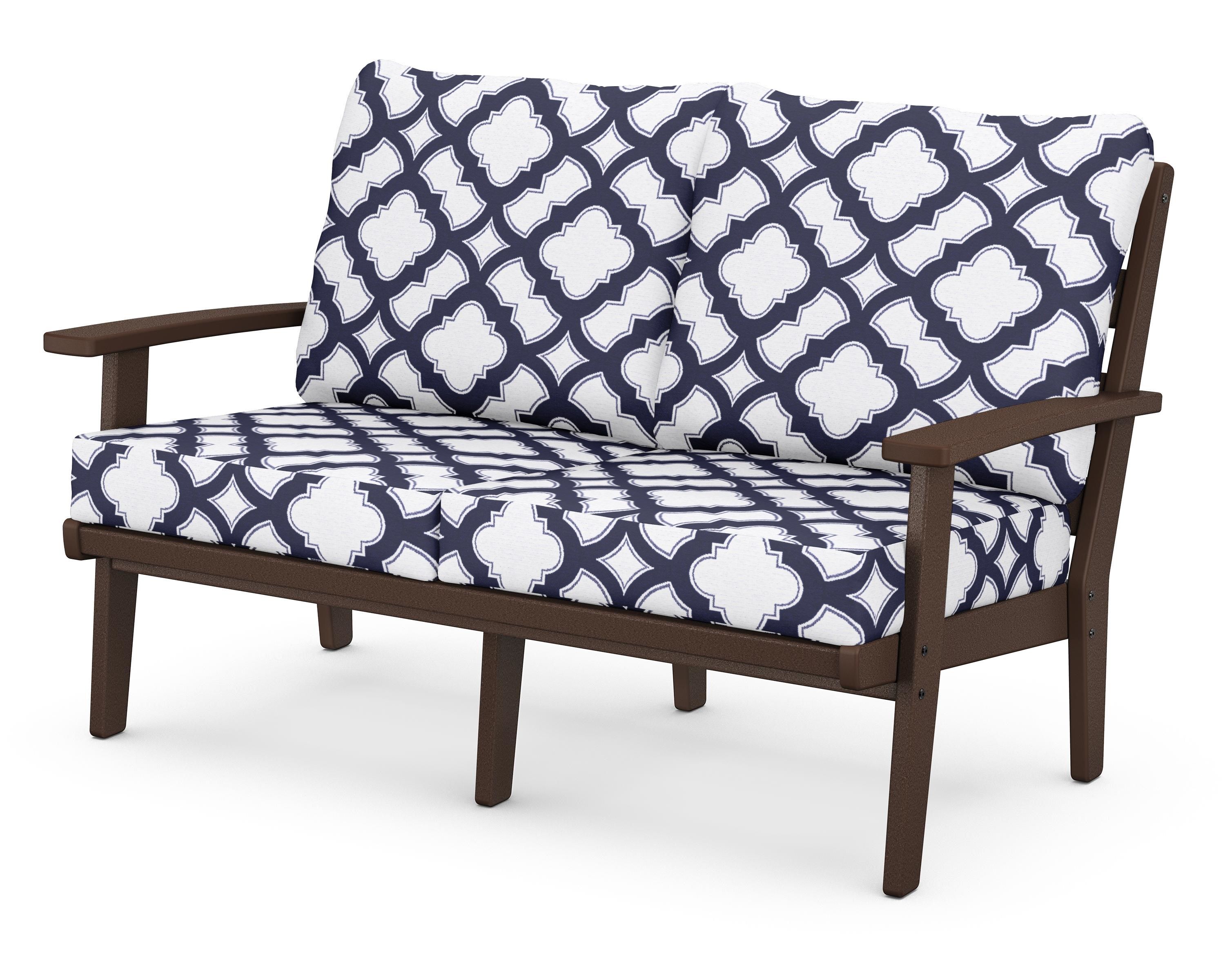 POLYWOOD® Grant Park Deep Seating Loveseat in Mahogany / Trellis Navy