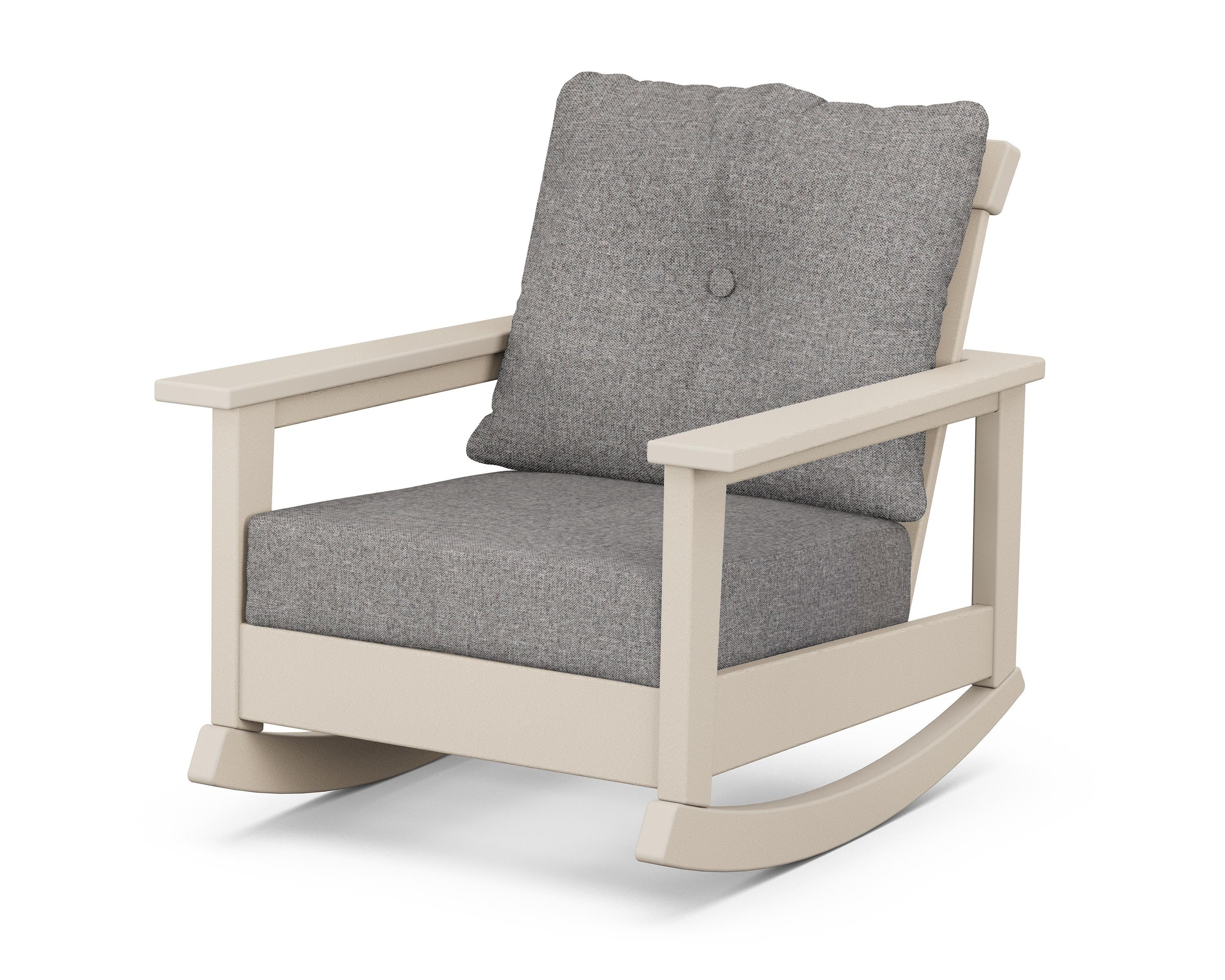 POLYWOOD® Prescott Deep Seating Rocking Chair in Sand / Grey Mist