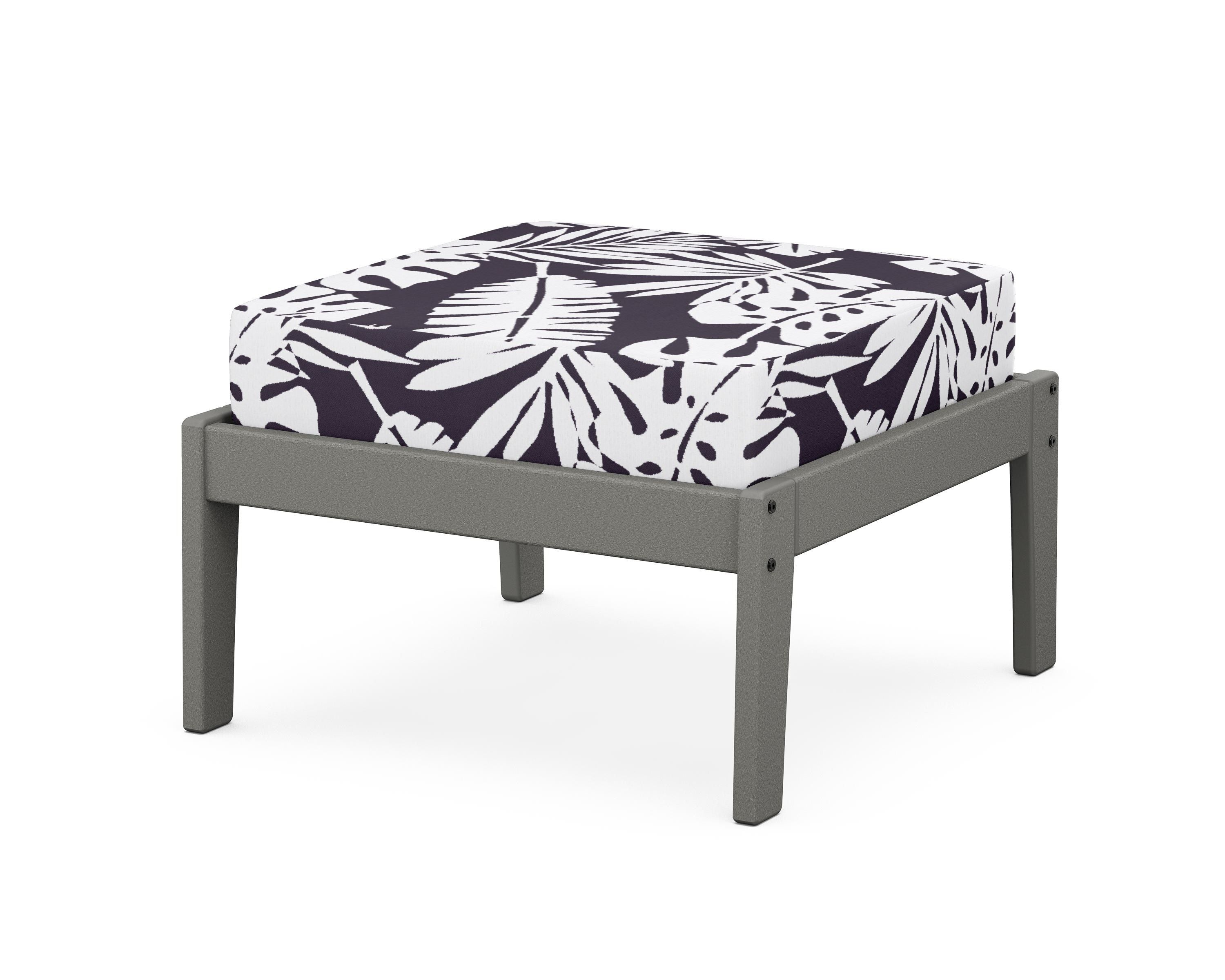 Unbranded Deep Seating Ottoman in Slate Grey / Leaf Navy