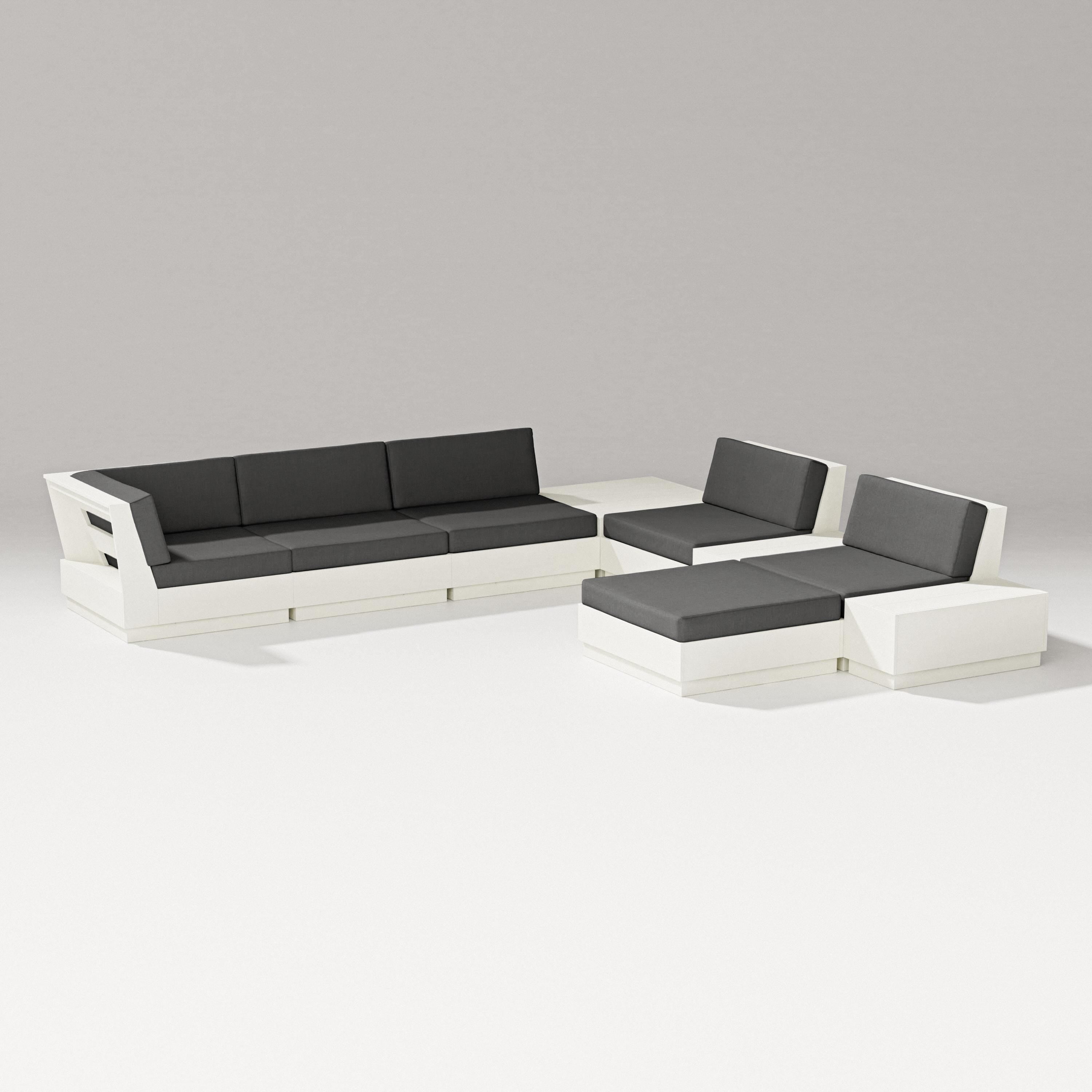 PW Designer Series Elevate 9-Piece Conversation Sectional in Vintage White / Spectrum Carbon