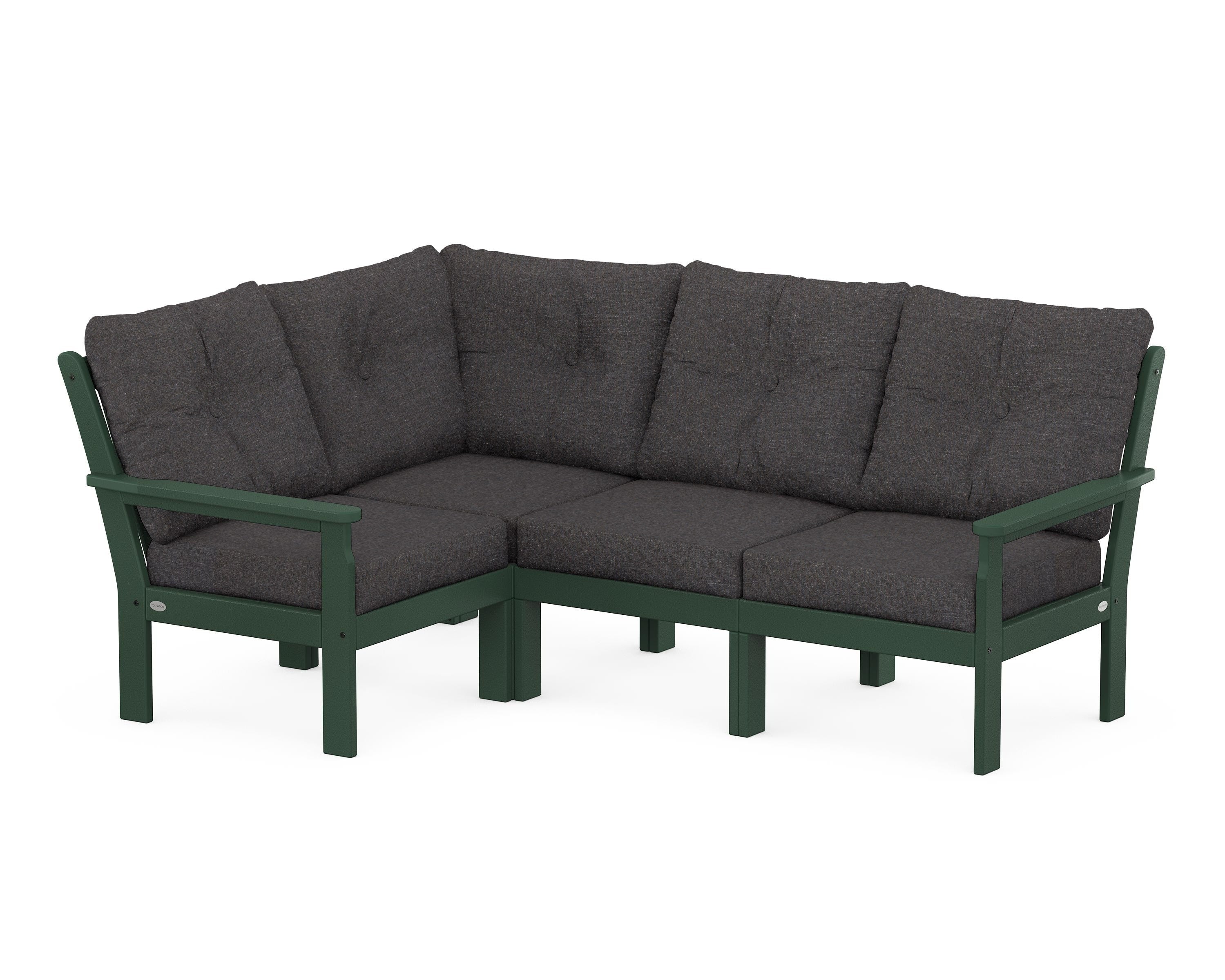 POLYWOOD® Vineyard 4-Piece Sectional in Green / Ash Charcoal