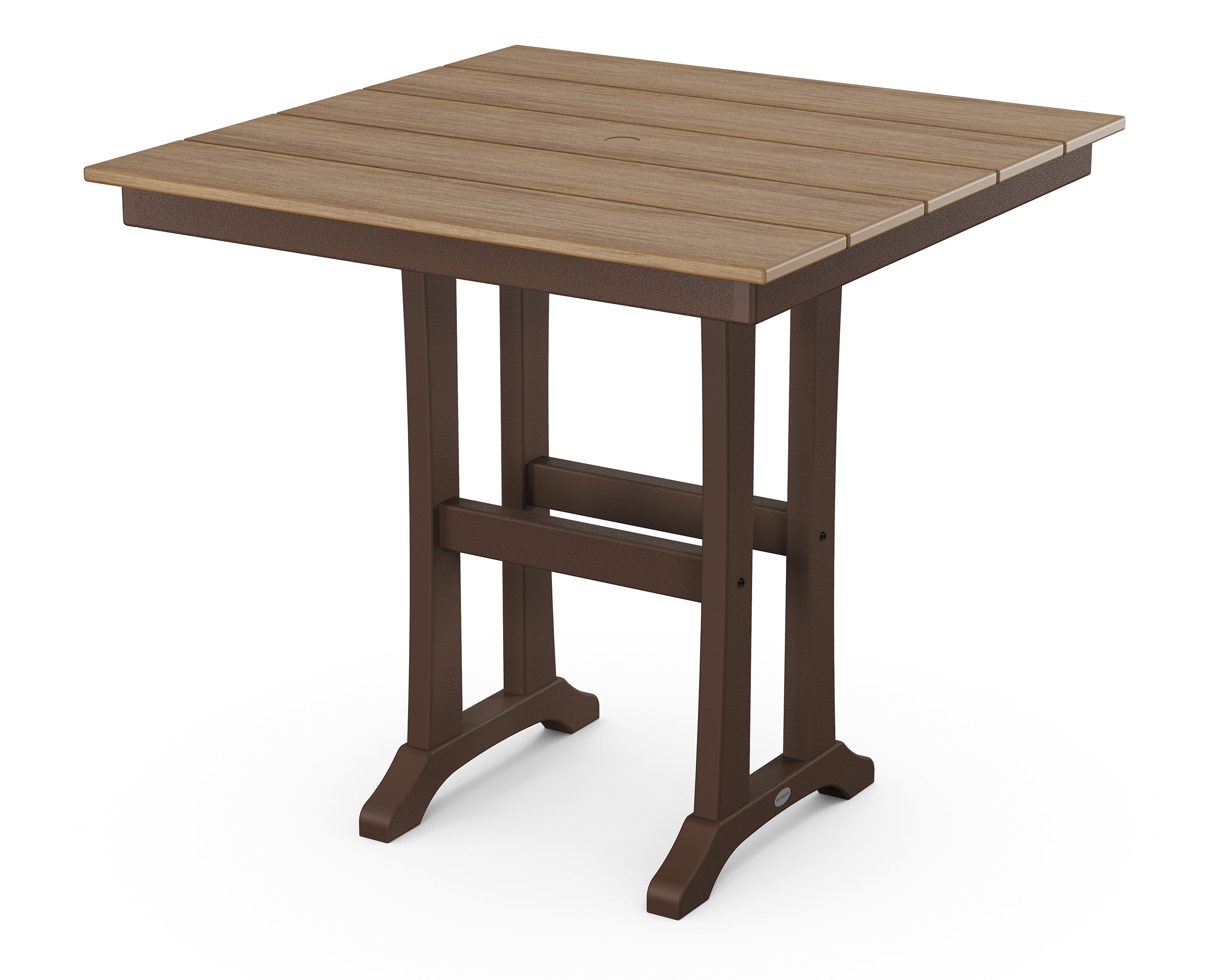 POLYWOOD® Farmhouse Trestle 37" Counter Table in Mahogany / Natural