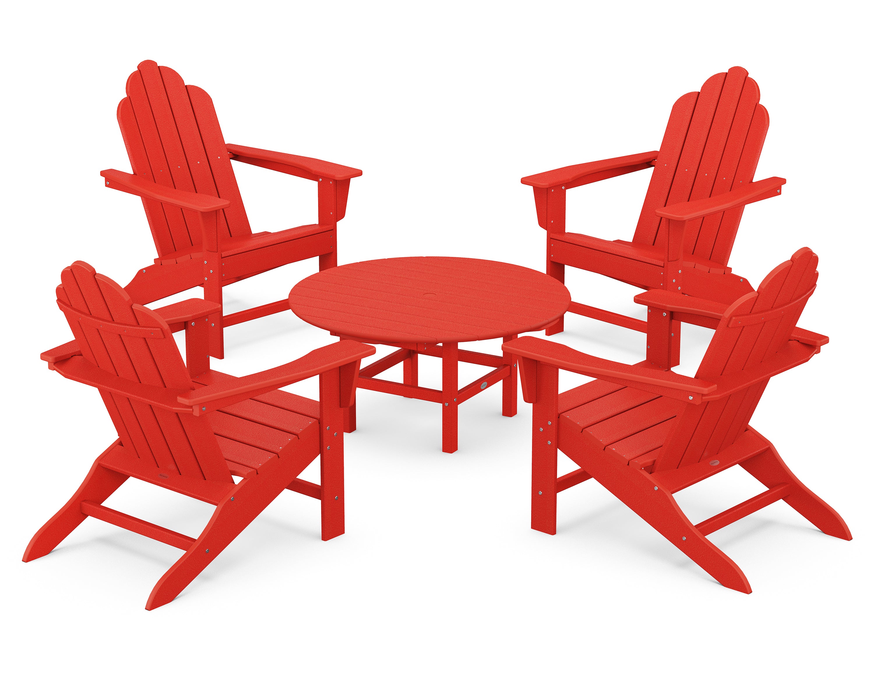 POLYWOOD® Long Island Adirondack 5-Piece Conversation Group in Sunset Red