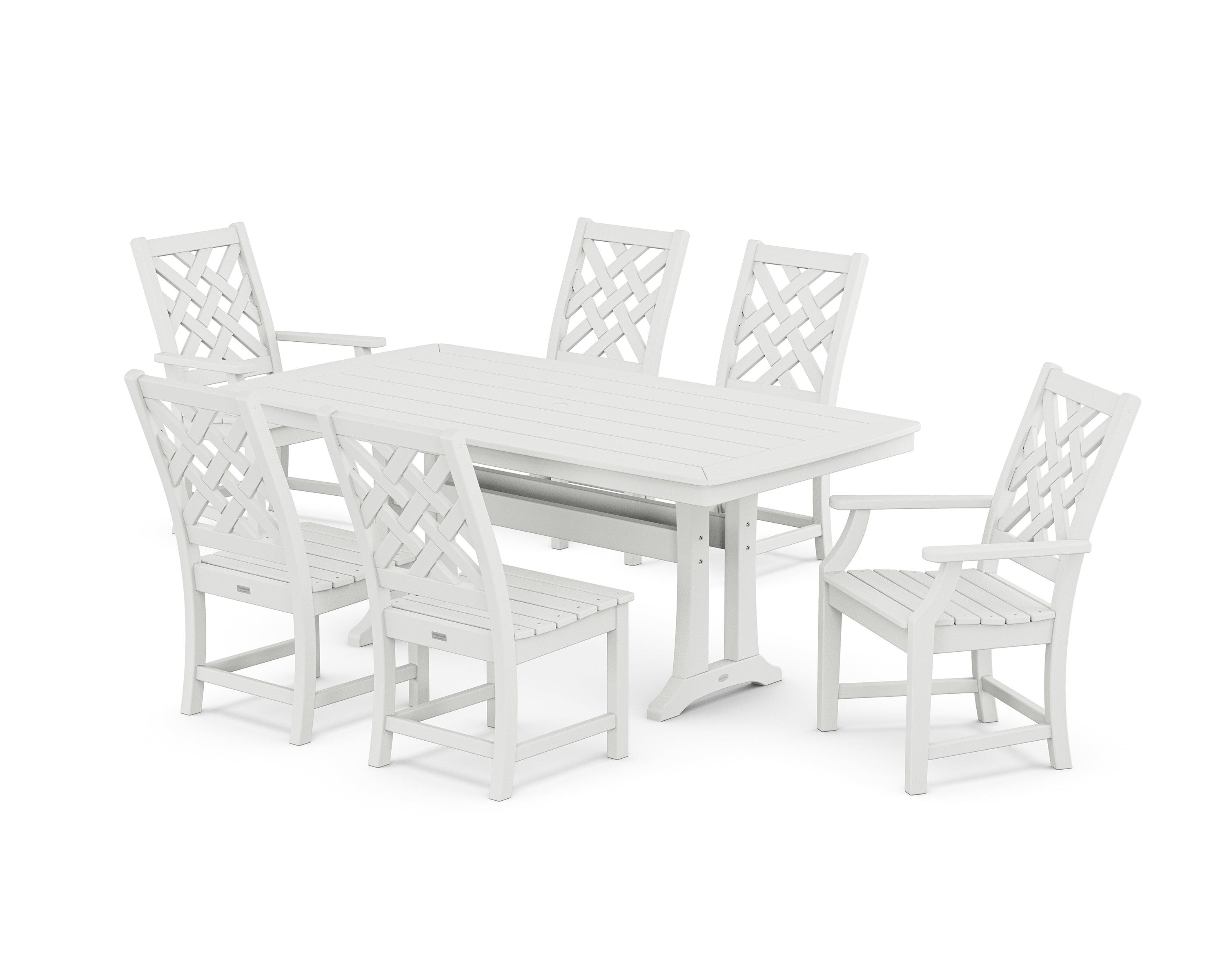 Country Living Wovendale 7-Piece Dining Set with Trestle Legs in White