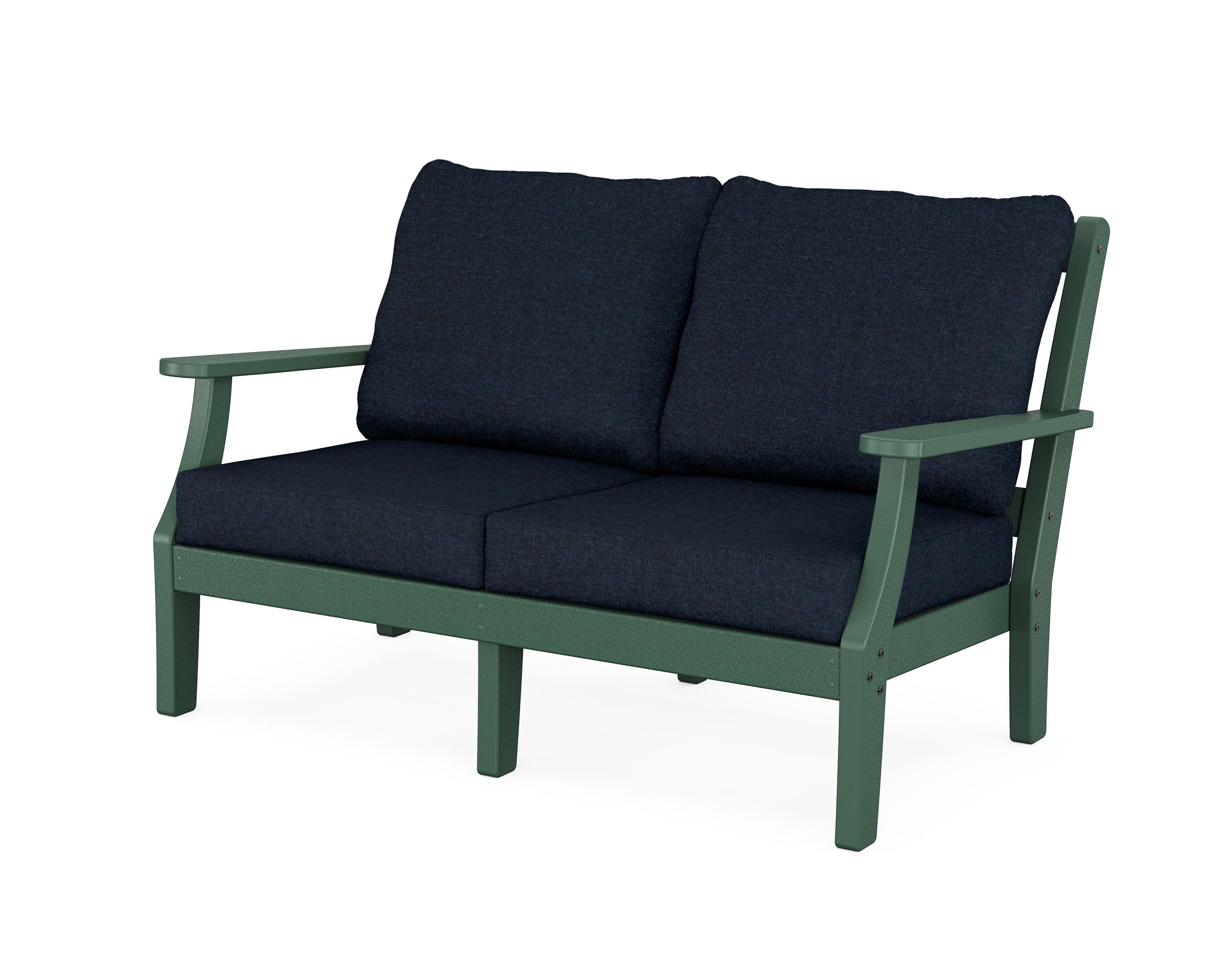 Martha Stewart by POLYWOOD® Chinoiserie Deep Seating Loveseat in Green / Marine Indigo