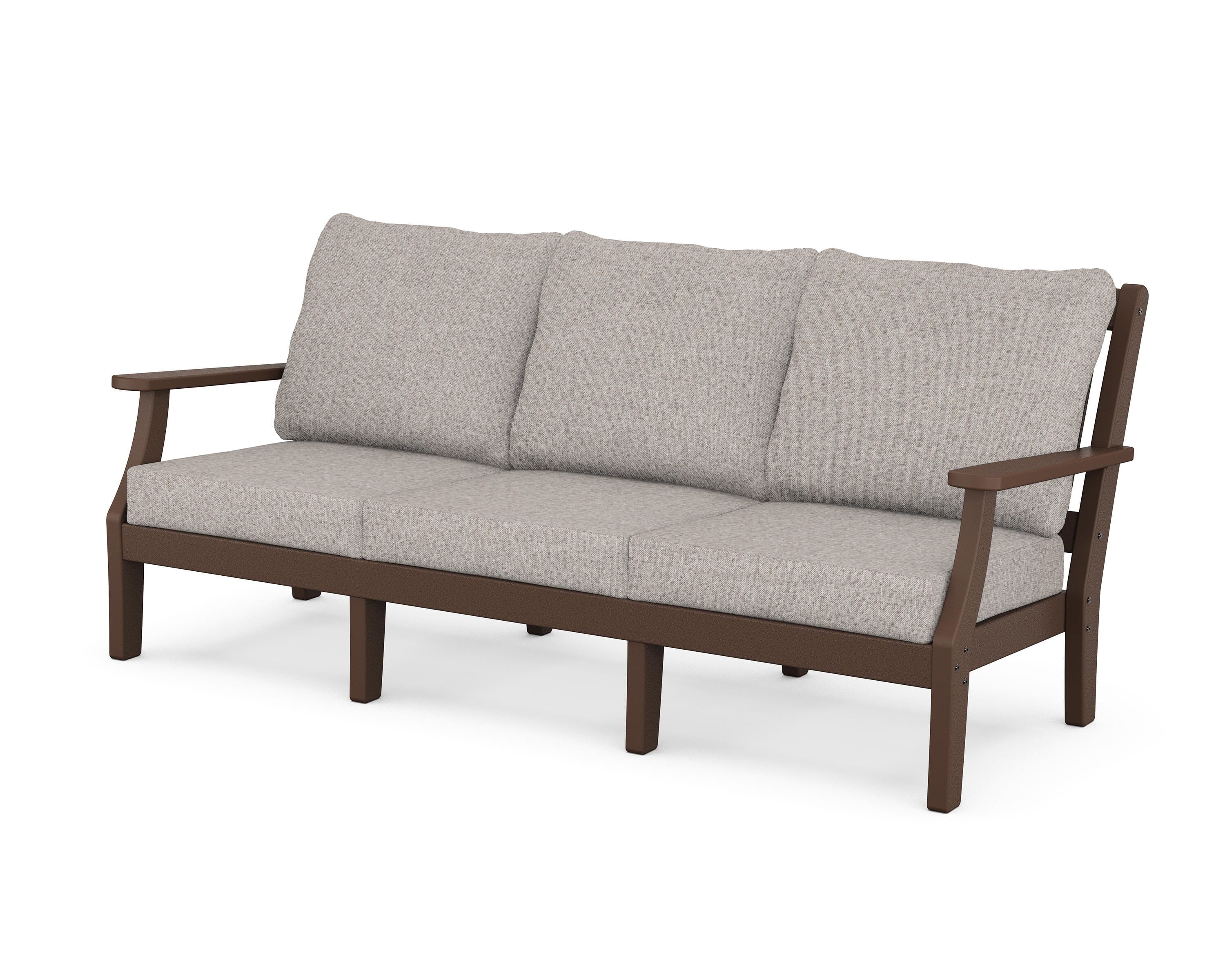 Martha Stewart by POLYWOOD® Chinoiserie Deep Seating Sofa in Mahogany / Weathered Tweed
