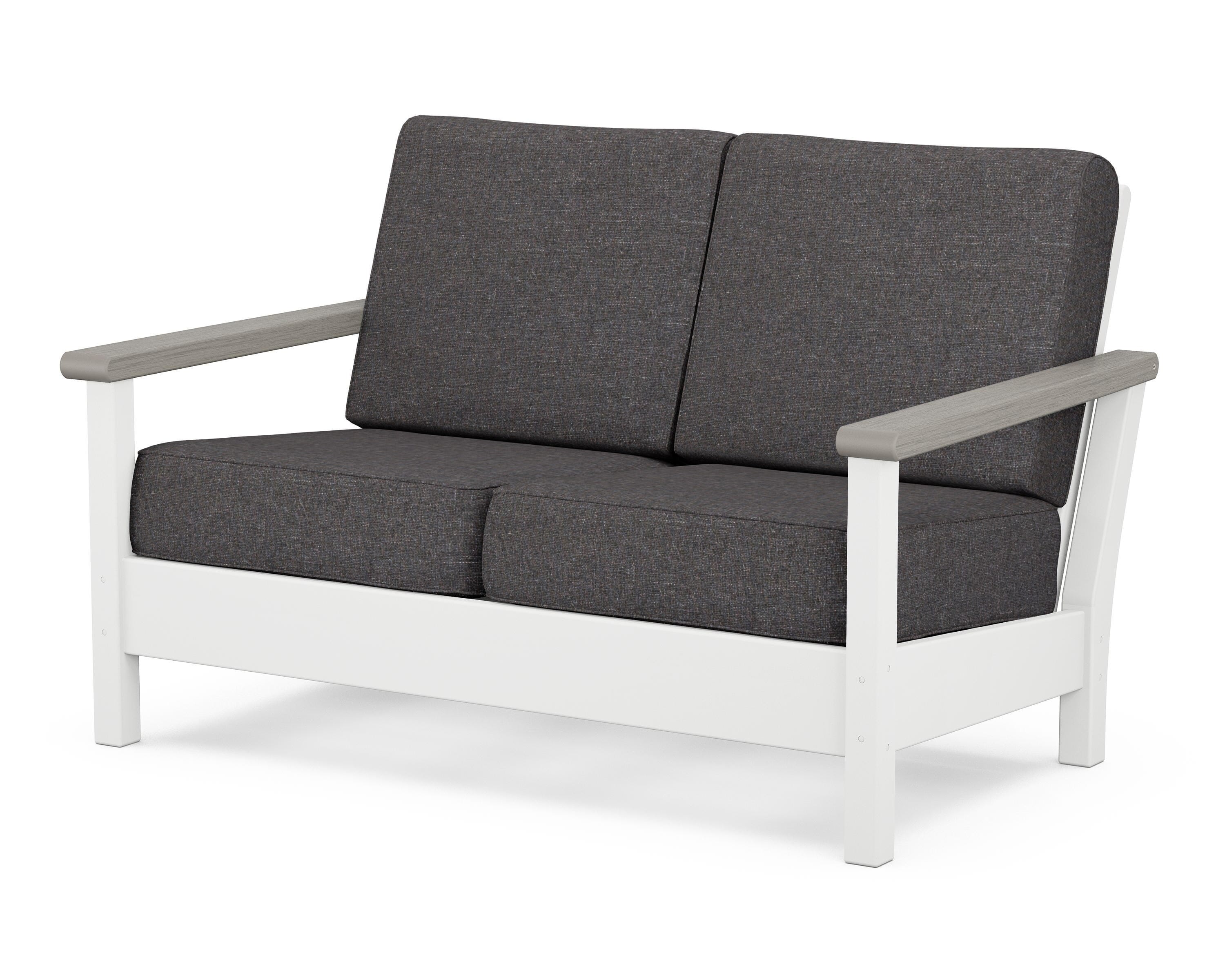 POLYWOOD® Harbour Deep Seating Loveseat in White / Driftwood / Ash Charcoal