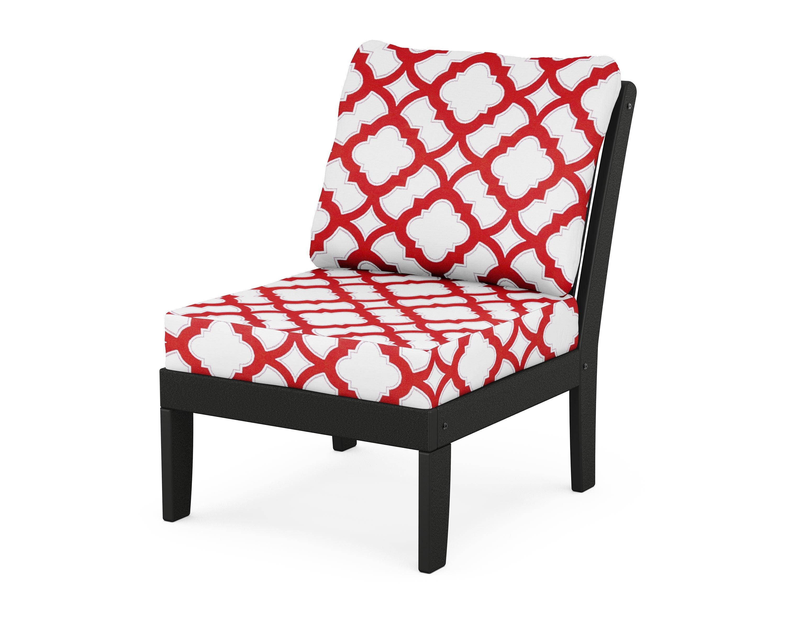 POLYWOOD® Braxton Modular Armless Chair in Black / Trellis Crimson