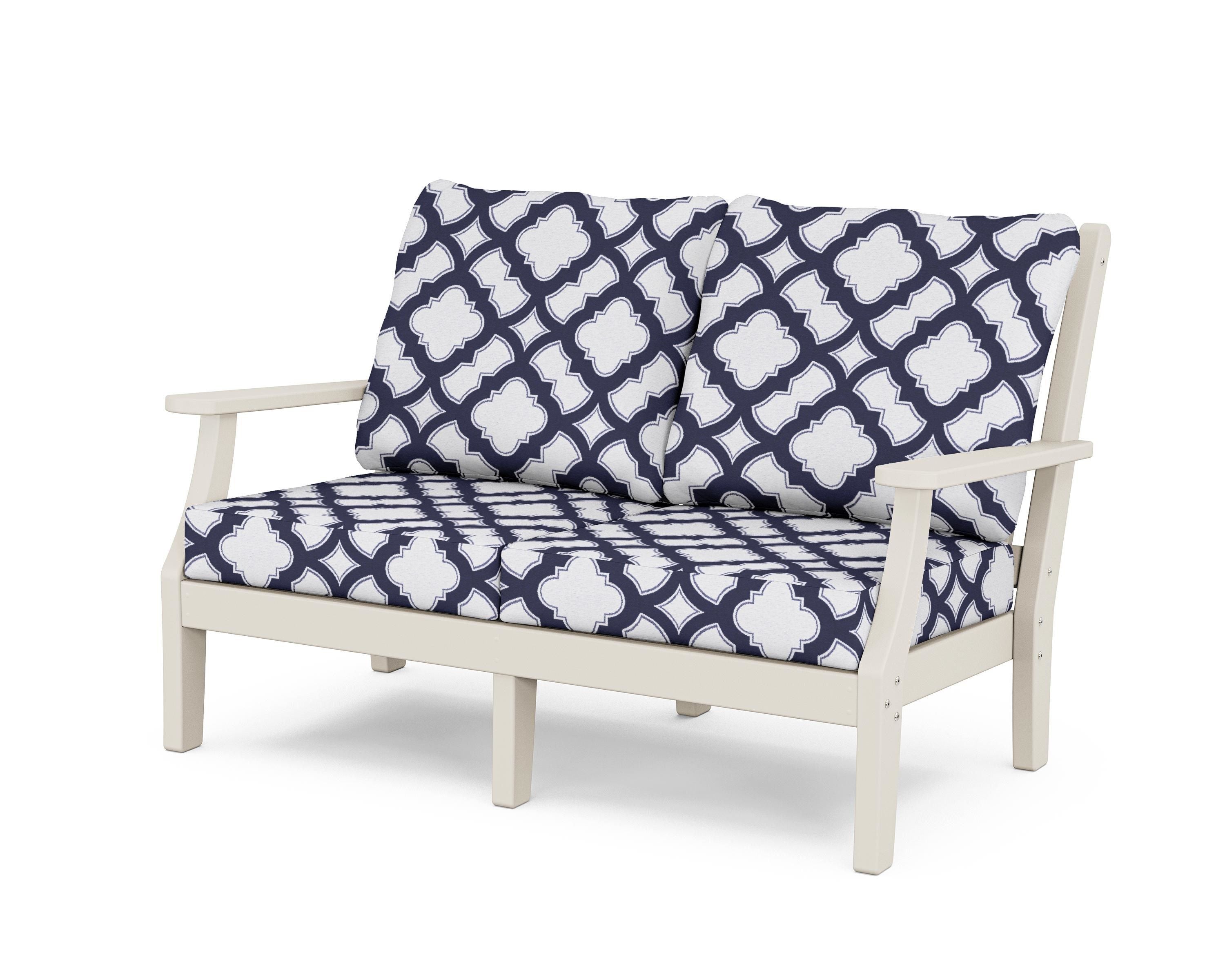 Country Living Wovendale Deep Seating Loveseat in Sand / Trellis Navy