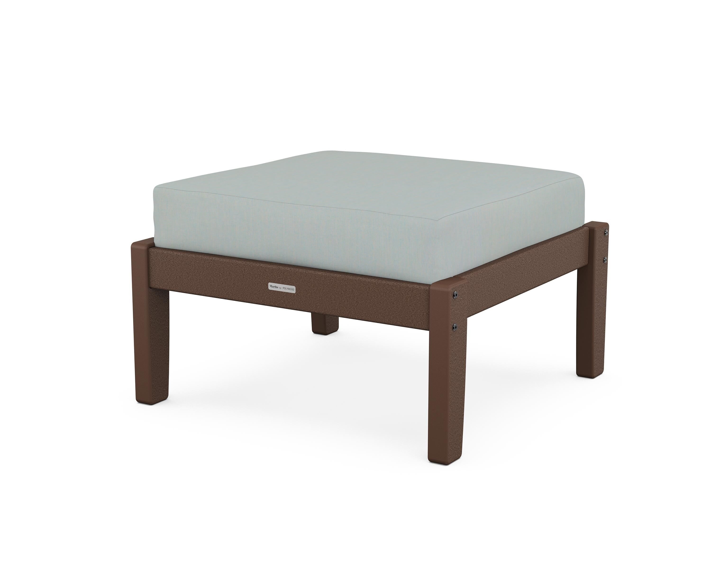 Martha Stewart by POLYWOOD® Chinoiserie Deep Seating Ottoman in Mahogany / Spa