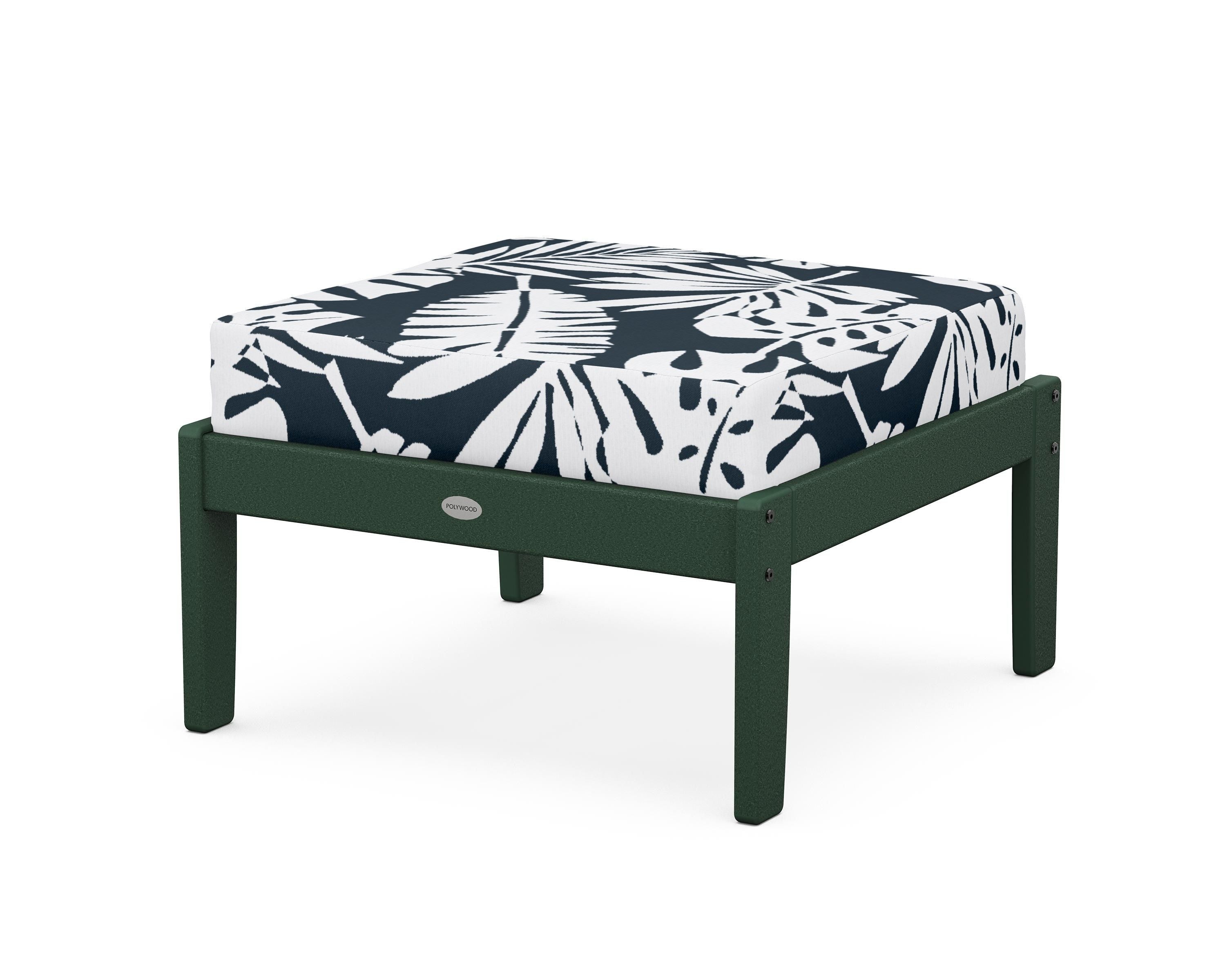 POLYWOOD® Braxton Deep Seating Ottoman in Green / Leaf Marine Indigo