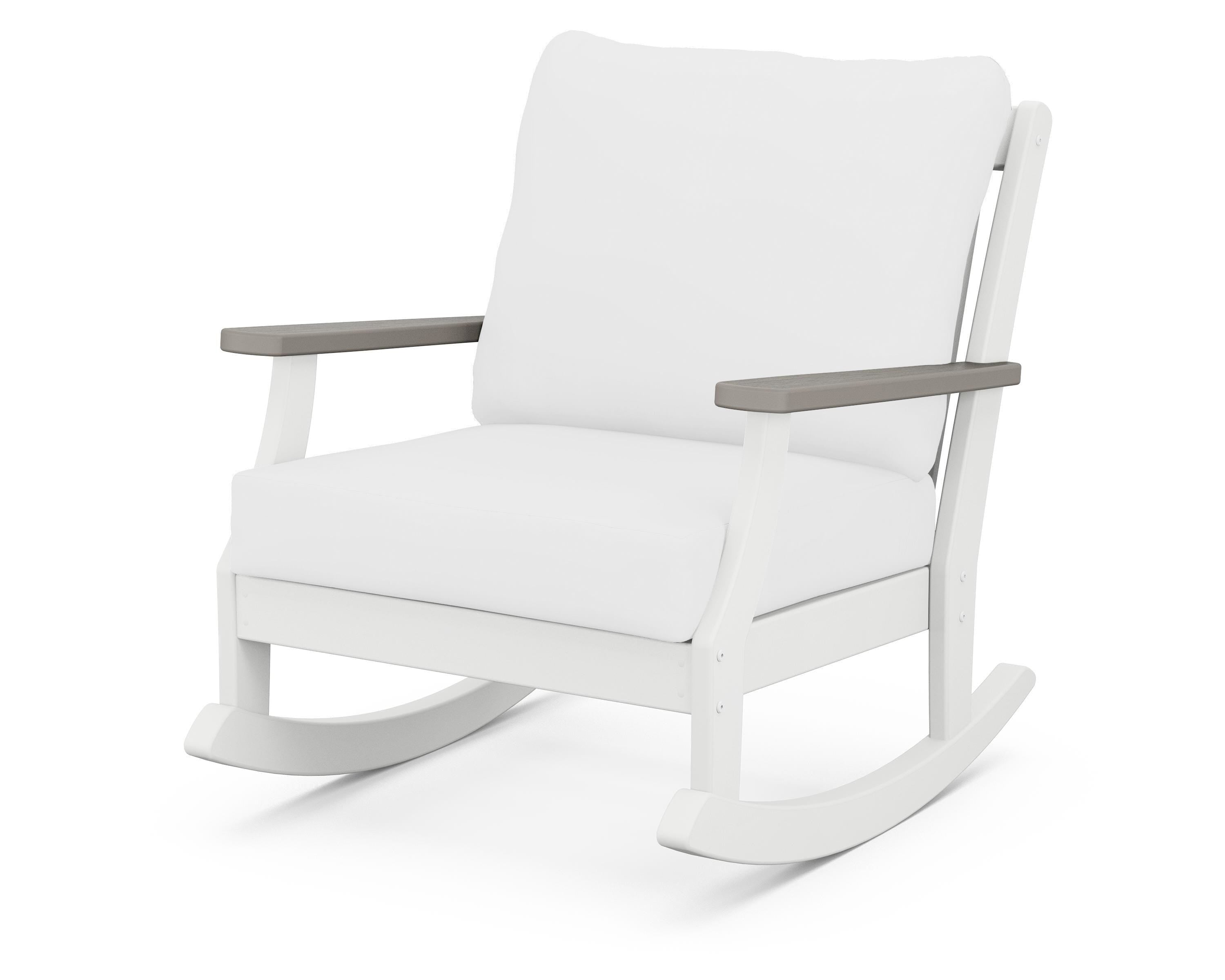 POLYWOOD® Braxton Deep Seating Rocking Chair in White / Driftwood / Natural