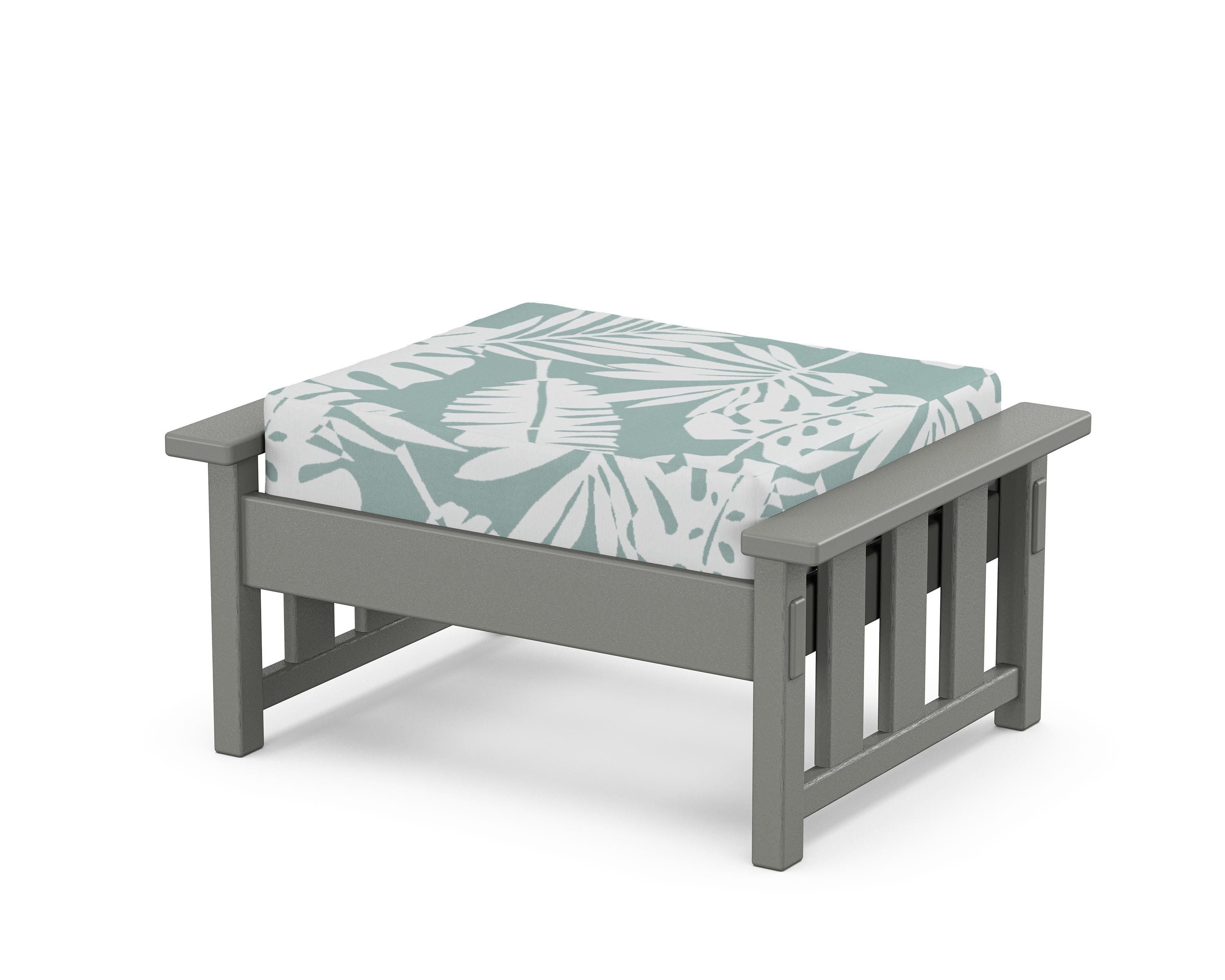 Martha Stewart by POLYWOOD® Acadia Deep Seating Ottoman in Slate Grey / Leaf Glacier Spa