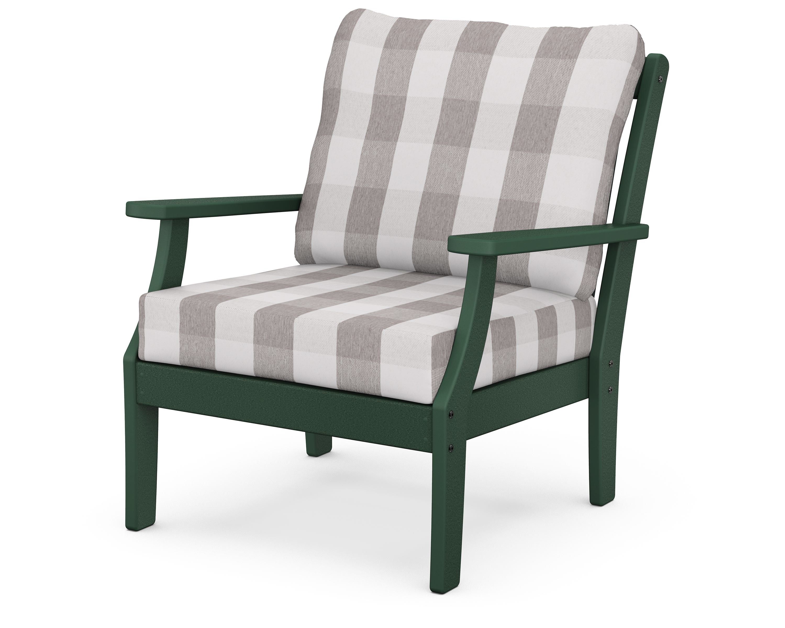 POLYWOOD® Braxton Deep Seating Chair in Green / Buffalo Plaid Grey Mist