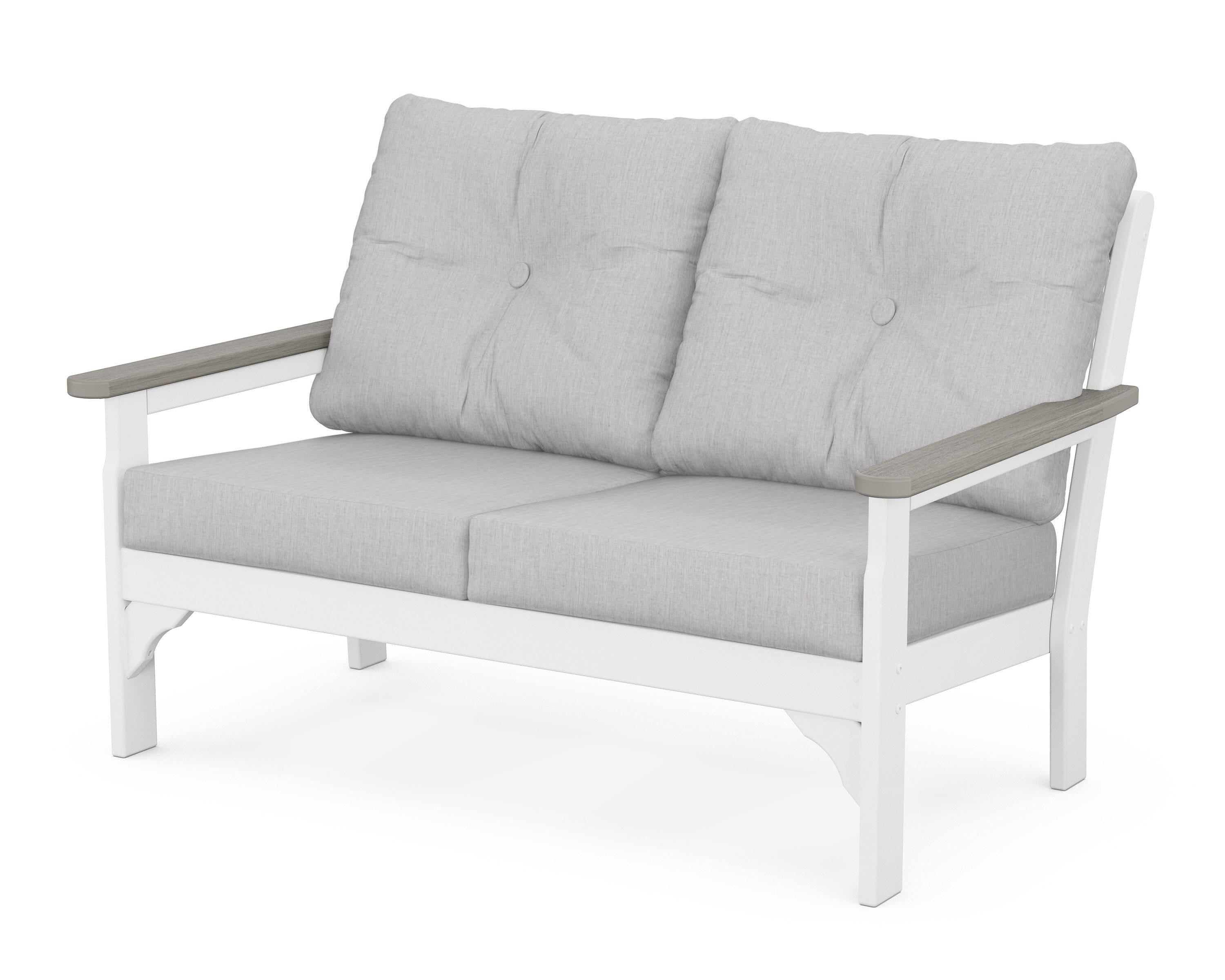 POLYWOOD® Vineyard Deep Seating Loveseat in White / Driftwood / Granite