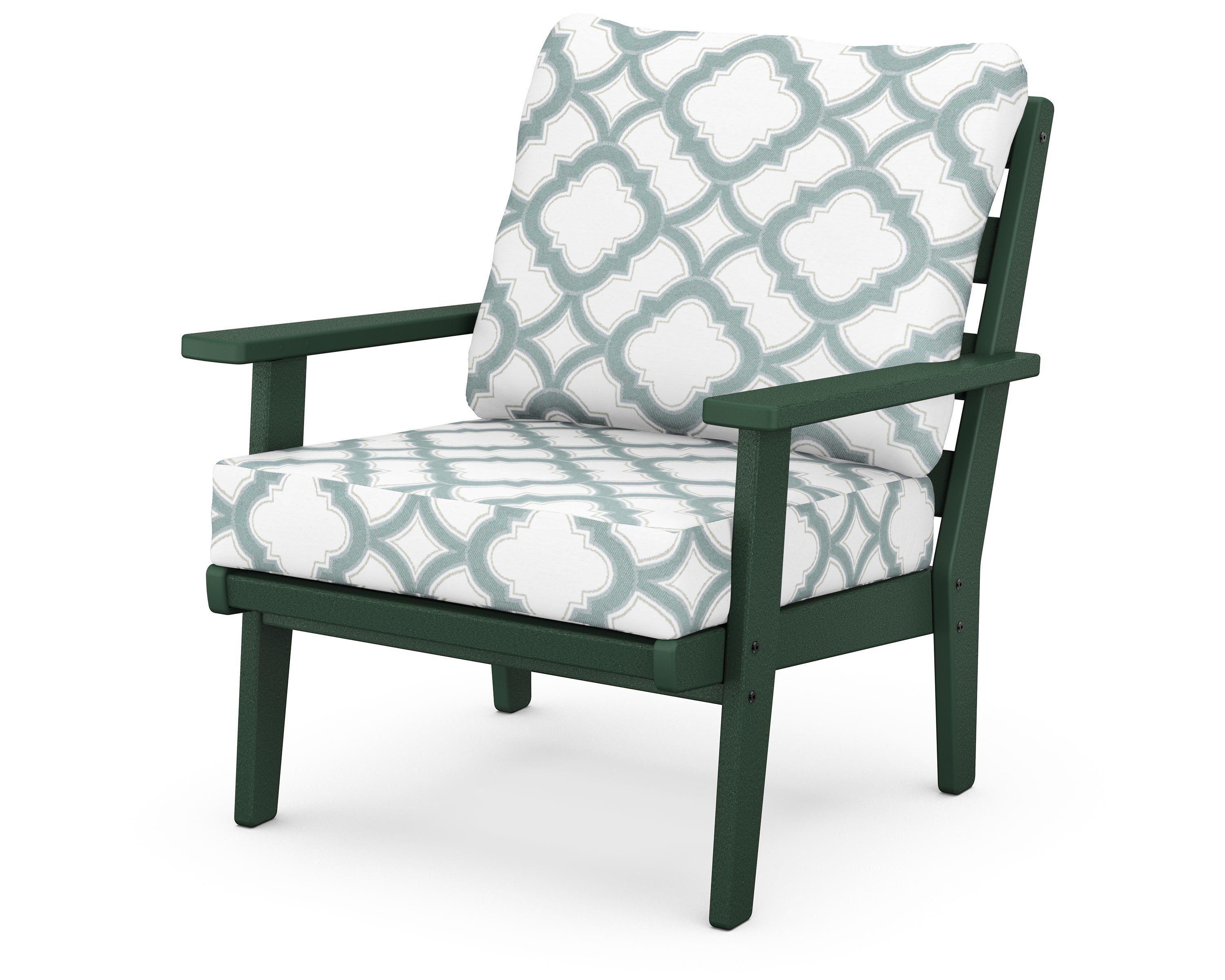 POLYWOOD® Grant Park Deep Seating Chair in Green / Trellis Glacier Spa