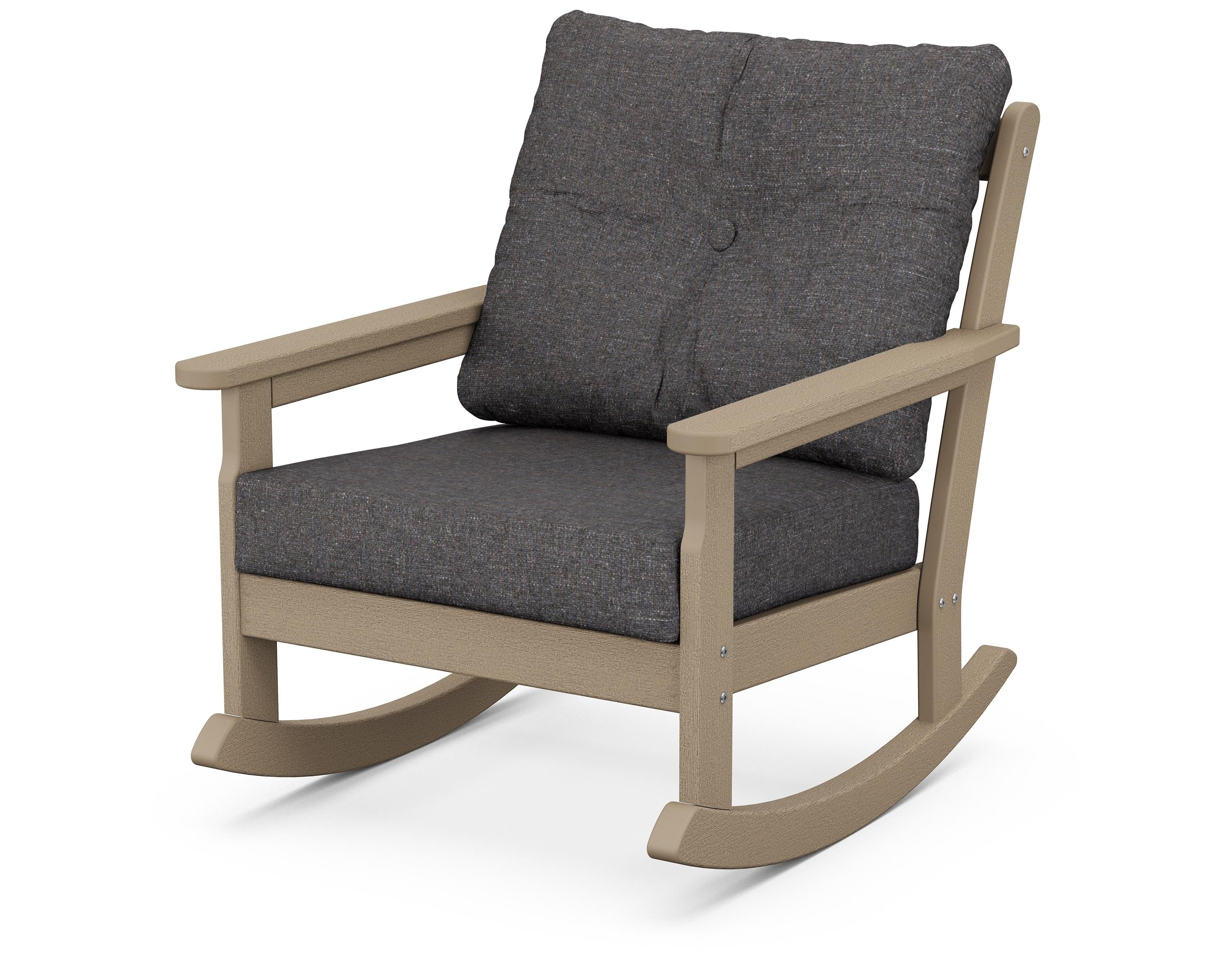 POLYWOOD® Vineyard Deep Seating Rocking Chair in Vintage Sahara / Ash Charcoal