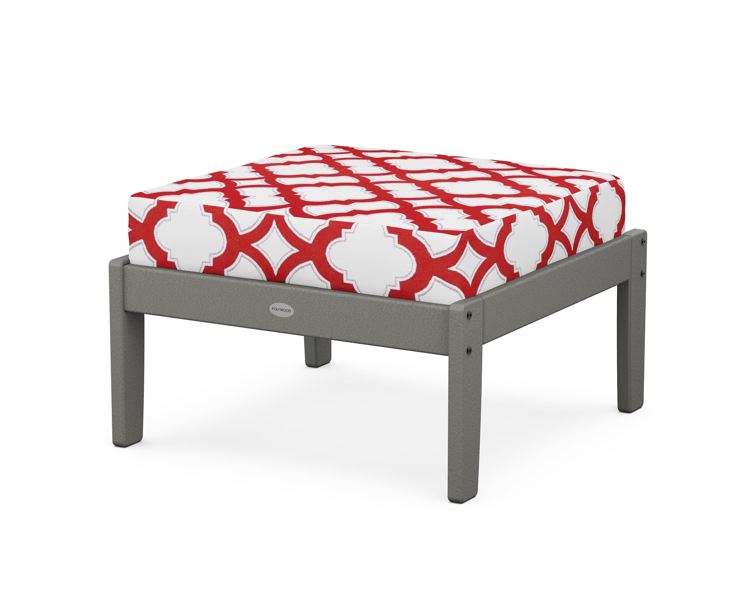 POLYWOOD® Braxton Deep Seating Ottoman in Slate Grey / Trellis Crimson