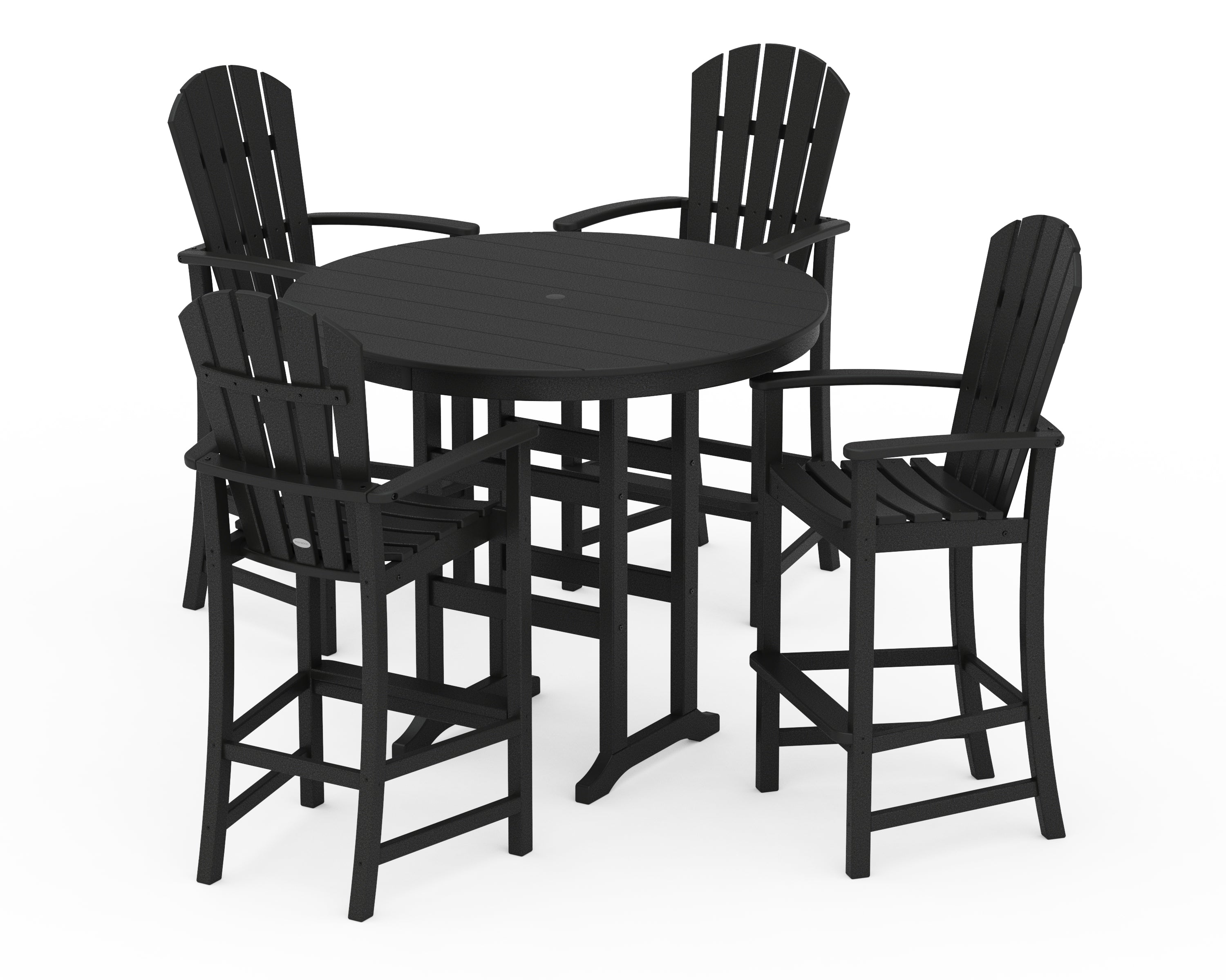 POLYWOOD® Palm Coast 5-Piece Round Farmhouse Bar Set in Black