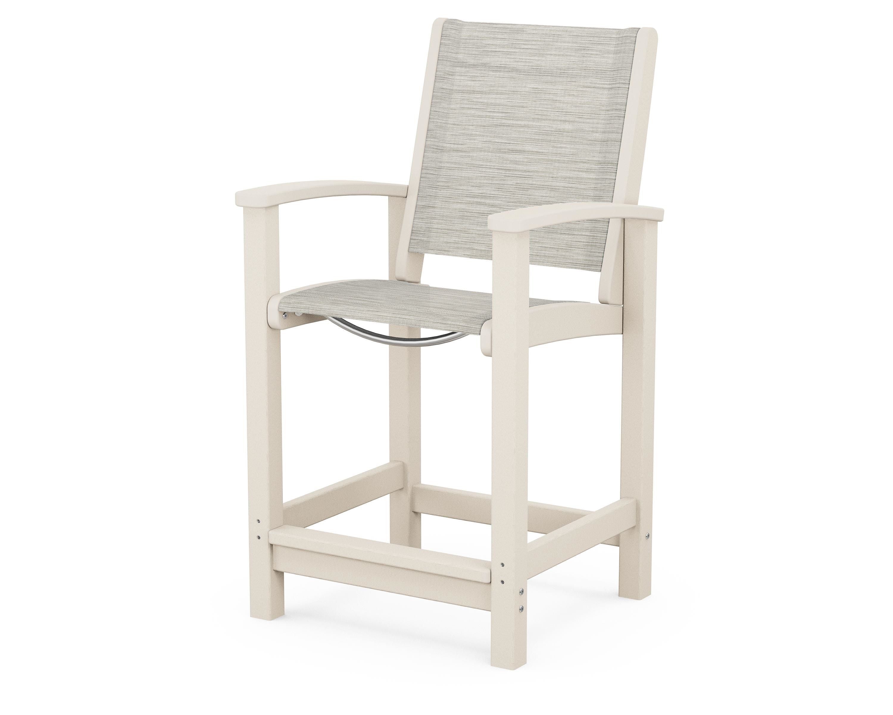 POLYWOOD® Coastal Counter Chair in Sand / Birch Sling