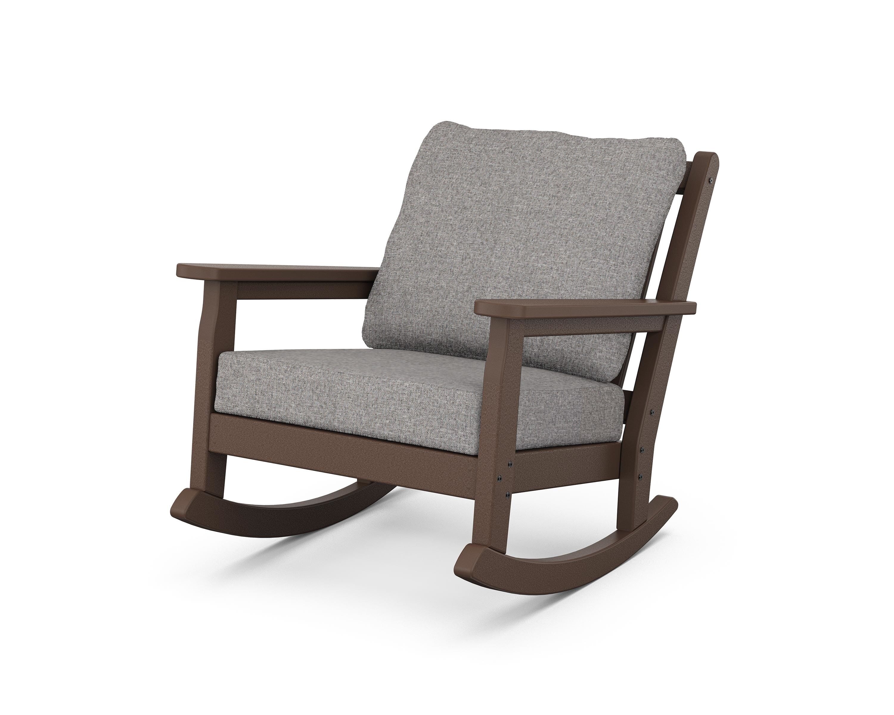 POLYWOOD® Chippendale Deep Seating Rocking Chair in Mahogany / Grey Mist